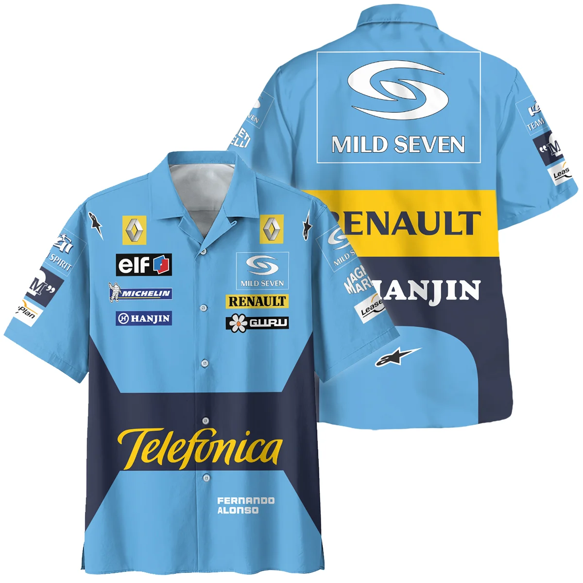2004 Fernando Alonso Racing Suit Renault F1 Hawaiian Shirt Unisex Motorsport Apparel BLVAFA030925A6HW