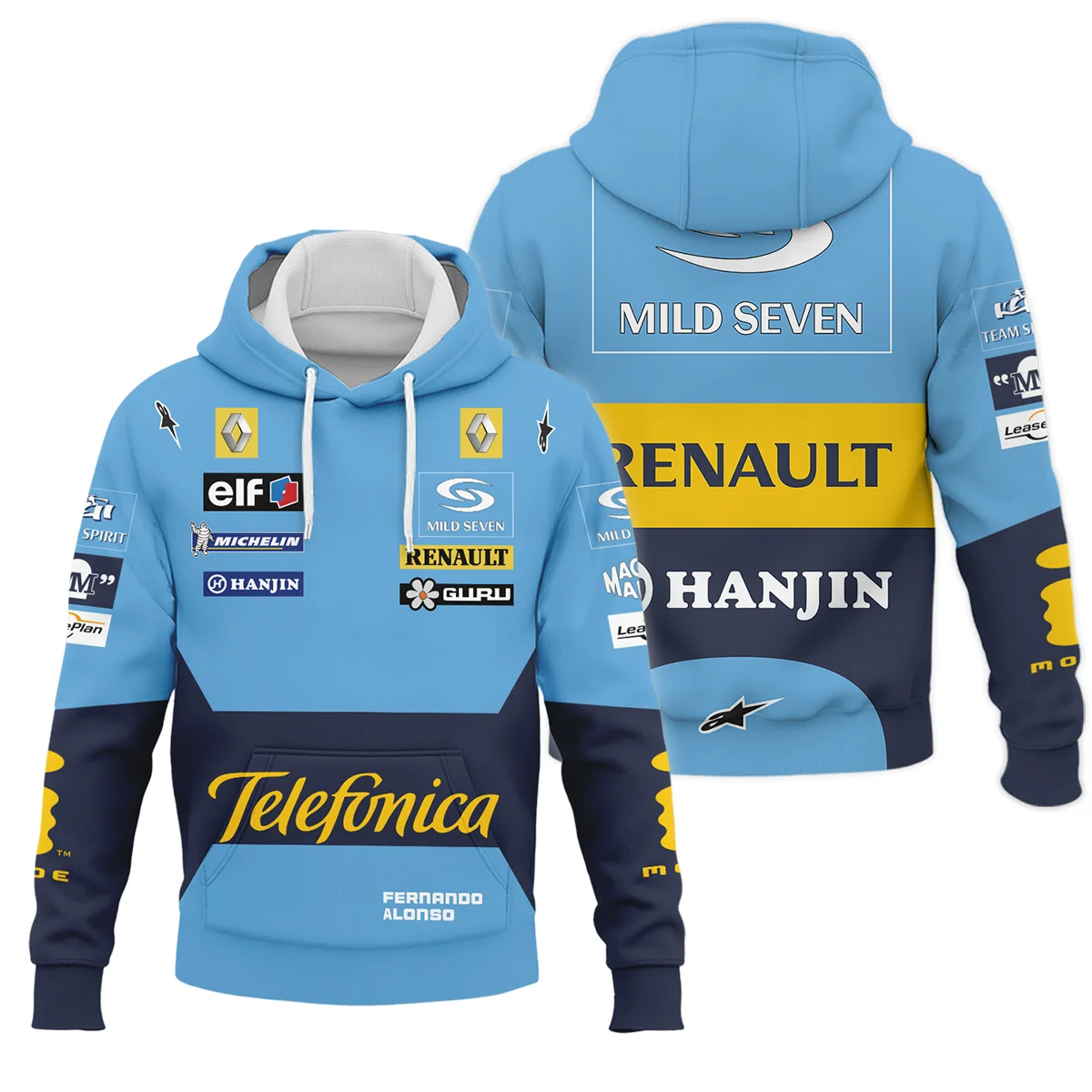 2004 Fernando Alonso Racing Suit Renault F1 Hoodie Unisex Motorsport Apparel BLVAFA030925A6HD