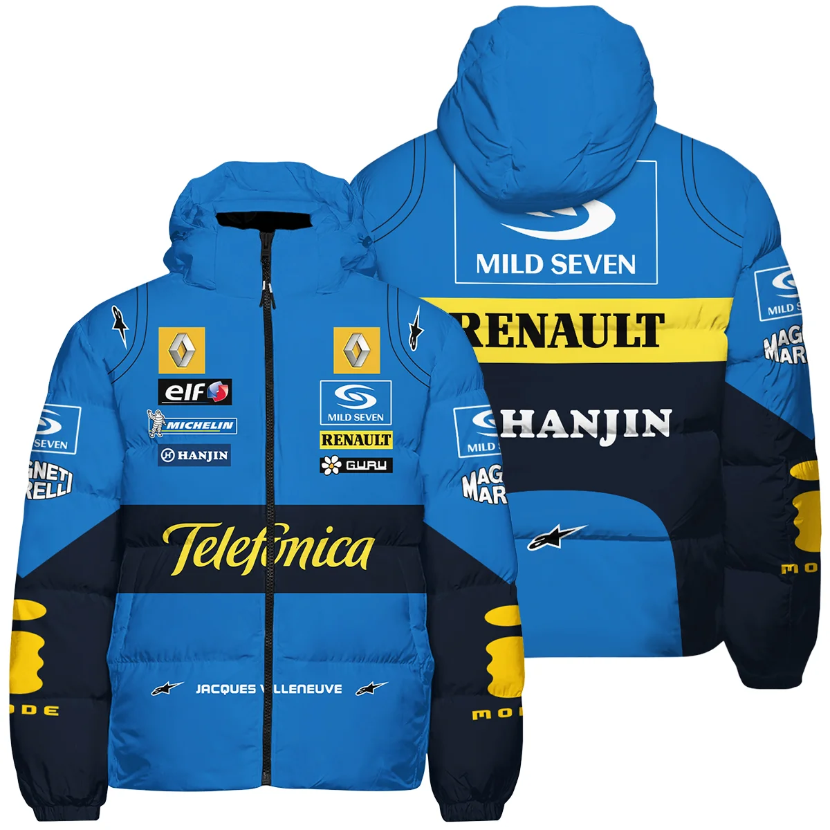 2004 Jacques Villeneuve Racing Suit Renault F1 Down & Puffer Jackets Unisex Motorsport Apparel BLJV10825A6HCJ