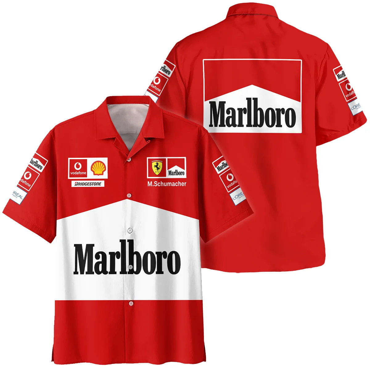2004 WDC Michael Schumacher Race Suit Ferrari F1 Hawaiian Shirt Unisex Motorsport Apparel BLVAMC020925A12HW