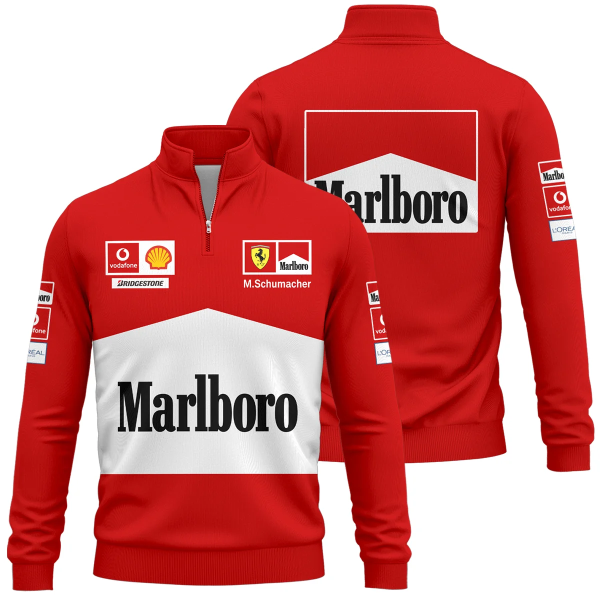 2004 WDC Michael Schumacher Race Suit Ferrari F1 Quarter-Zip Sweatshirt Unisex Motorsport Apparel BLVAMC020925A12QZS
