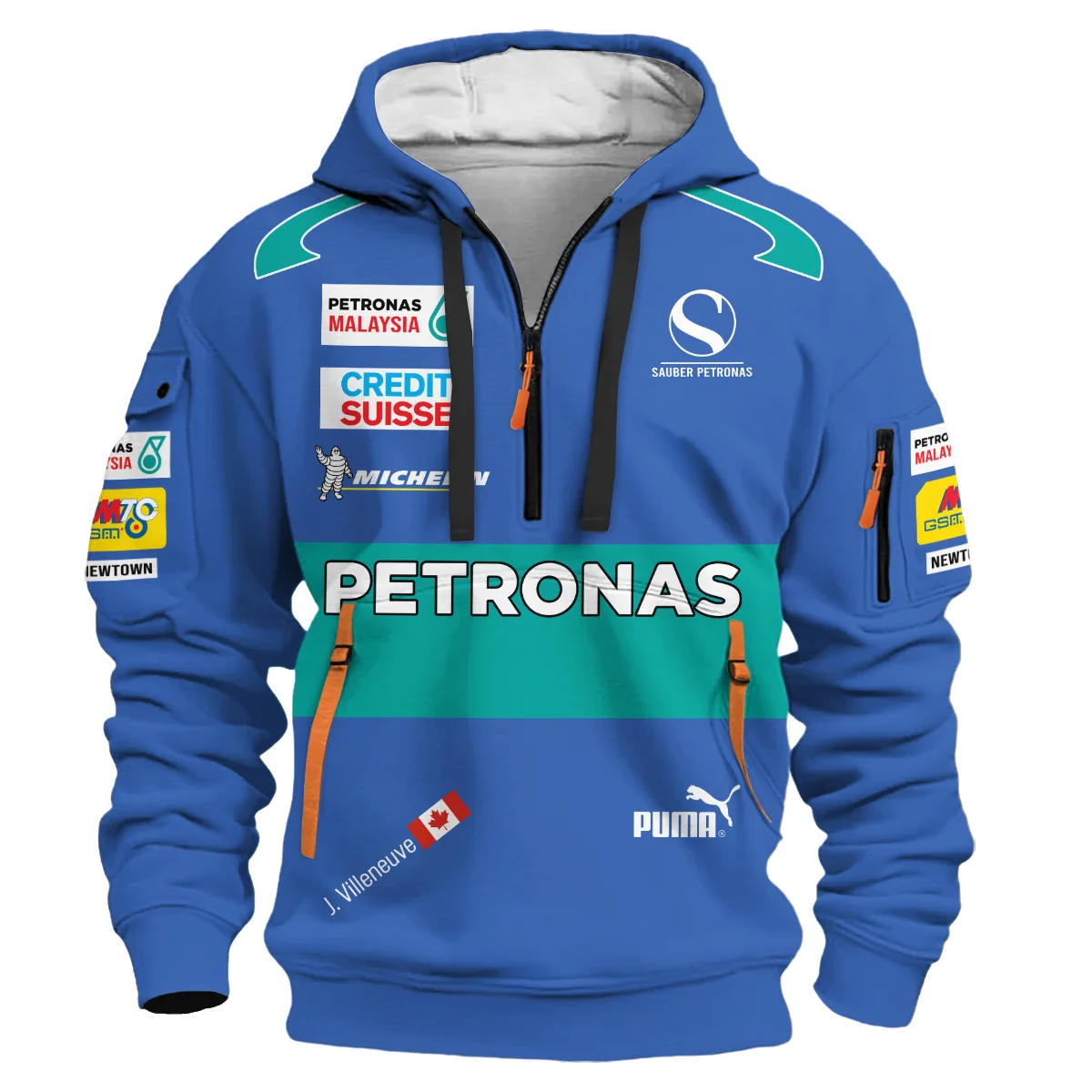 2005 Jacques Villeneuve Racing Suit F1 Hoodie Half Zip BLJV10825A7HDF - Image 2