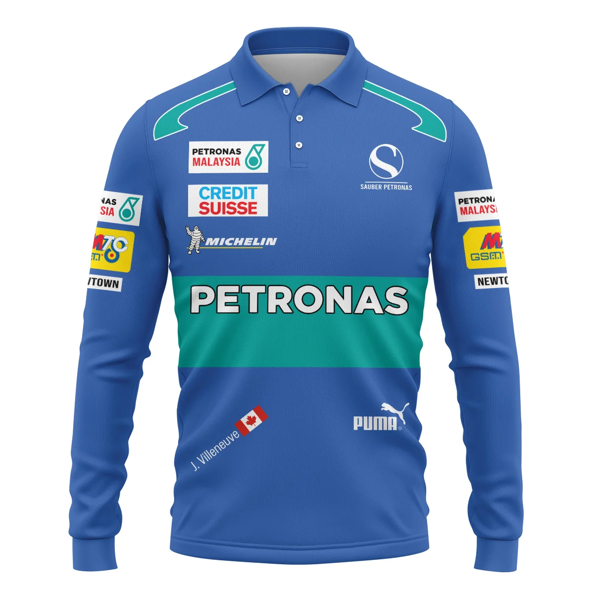 2005 Jacques Villeneuve Racing Suit F1 Long Polo Shirt BLJV10825A7LPL - Image 2