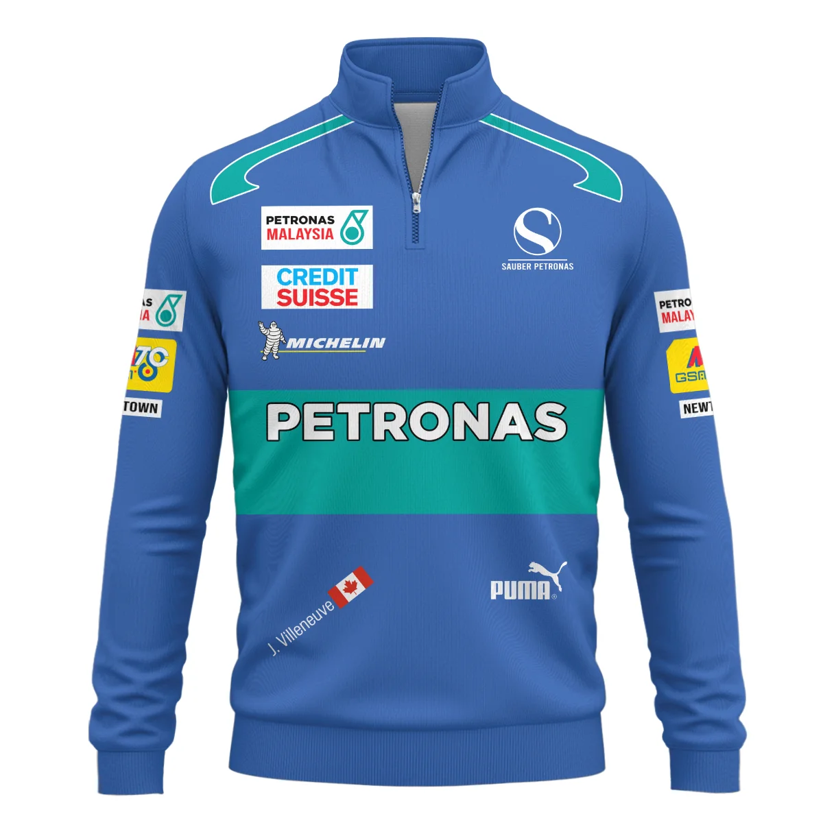 2005 Jacques Villeneuve Racing Suit F1 Quarter-Zip Sweatshirt BLJV10825A7QZS - Image 2