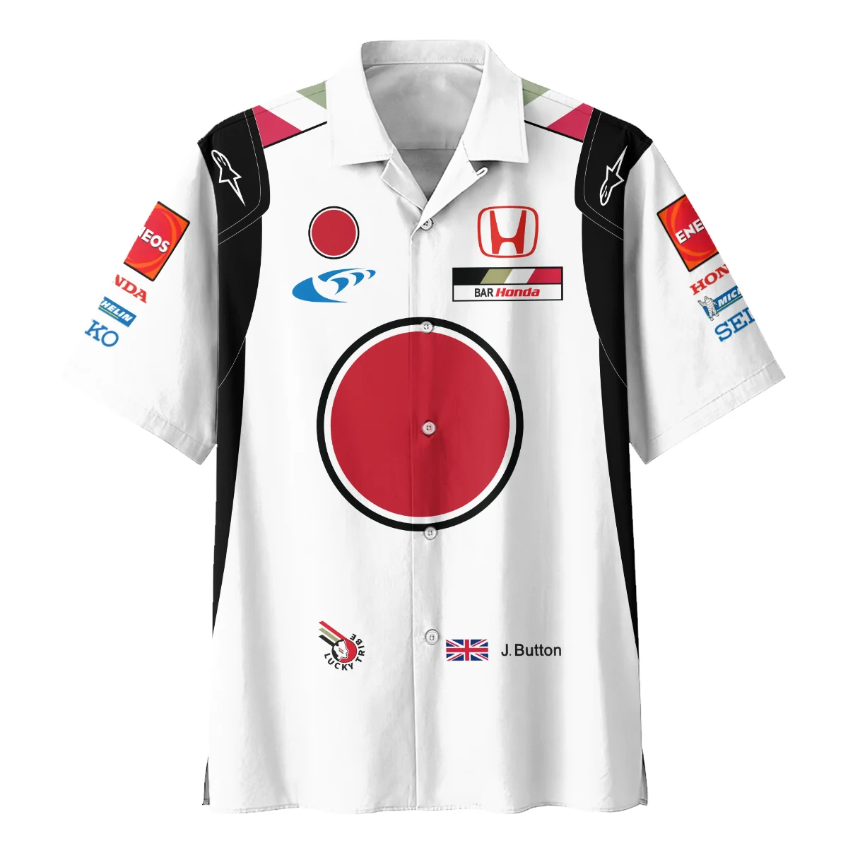2005 Jenson Button Racing Suit BAR Honda F1 Hawaiian Shirt BLVAJB010925A3HW - Image 2