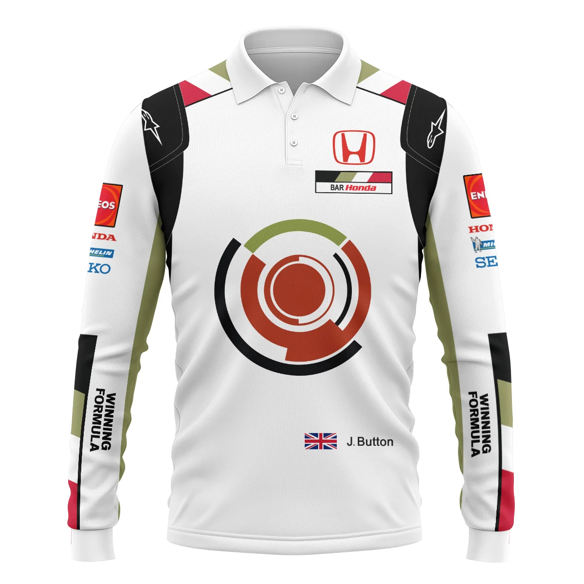2005 Jenson Button Racing Suit BAR Honda F1 Long Polo Shirt BLVAJB010925A4LPL - Image 2