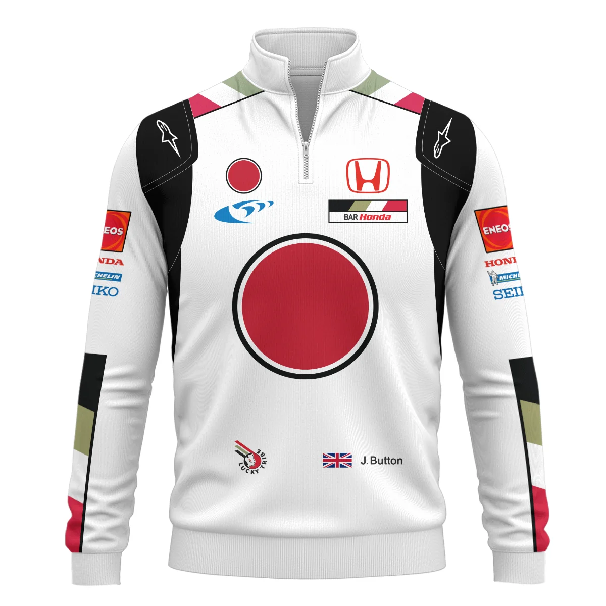 2005 Jenson Button Racing Suit BAR Honda F1 Quarter-Zip Sweatshirt BLVAJB010925A3QZS - Image 2