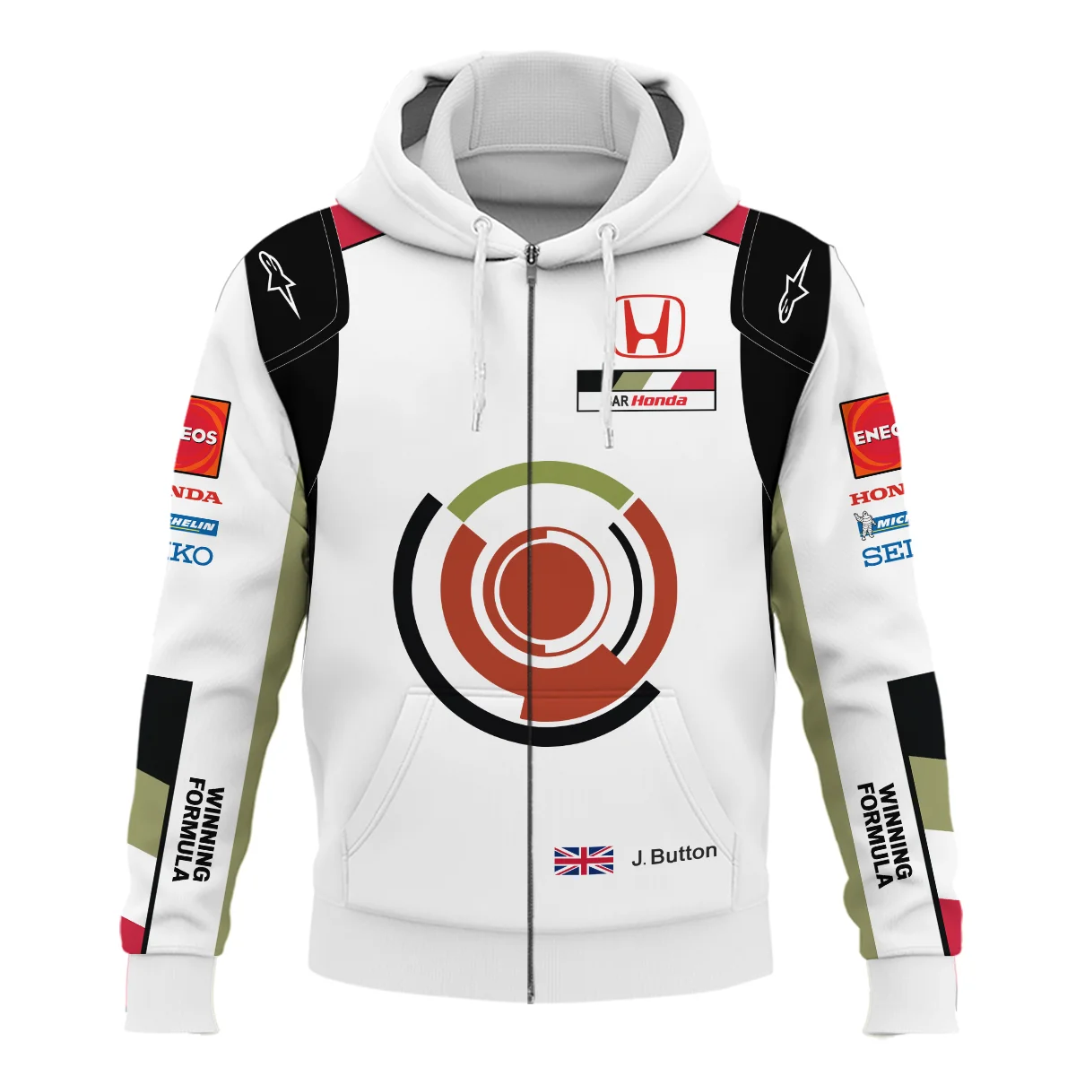 2005 Jenson Button Racing Suit BAR Honda F1 Zipper Hoodie BLVAJB010925A4ZHD - Image 2