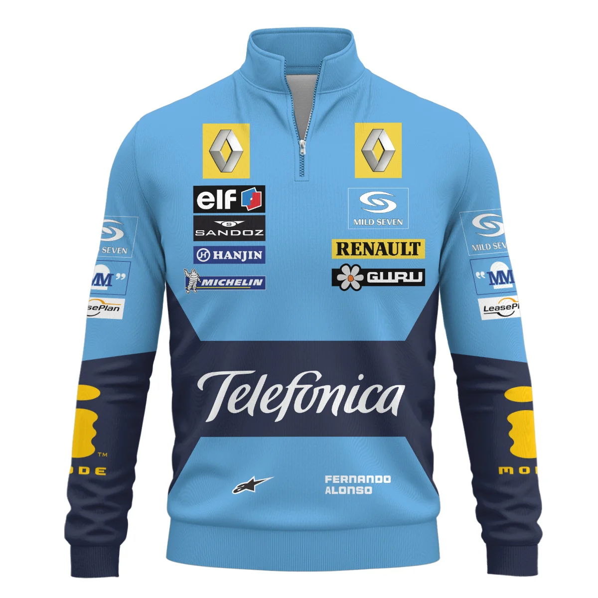 2006 Fernando Alonso Racing Suit Renault F1 Quarter-Zip Sweatshirt BLVAFA030925A4QZS - Image 2