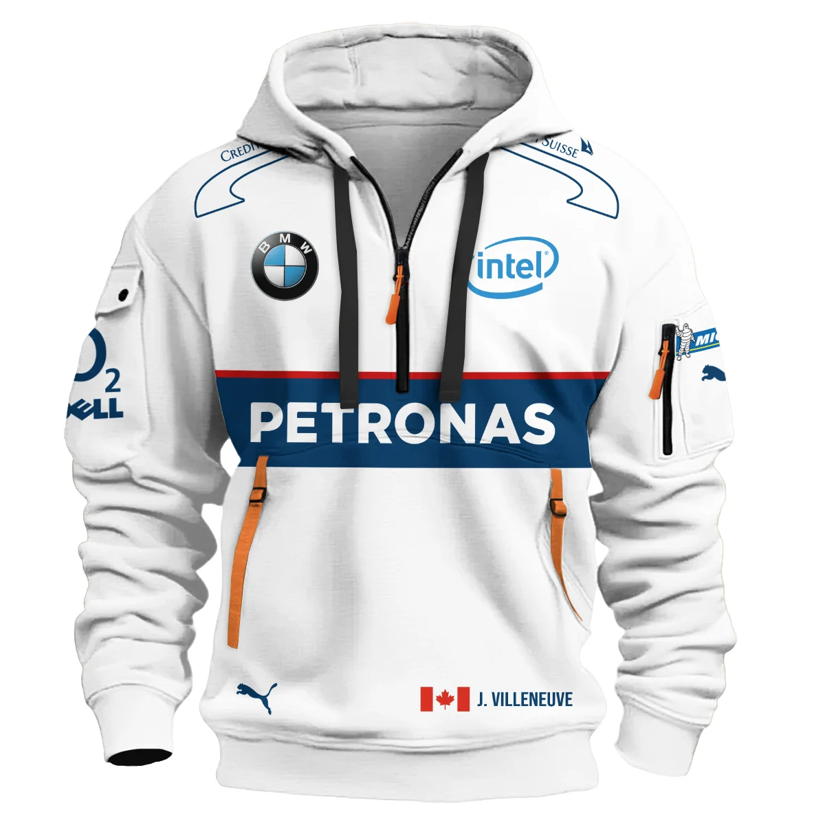 2006 Jacques Villeneuve Racing Suit F1 Hoodie Half Zip BLJV10825A8HDF - Image 2