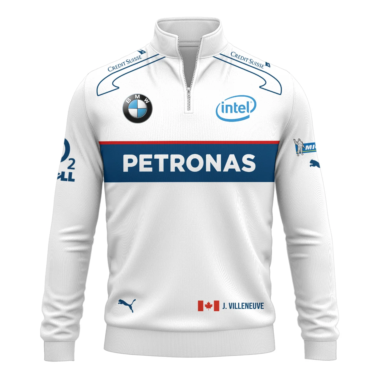 2006 Jacques Villeneuve Racing Suit F1 Quarter-Zip Sweatshirt BLJV10825A8QZS - Image 2