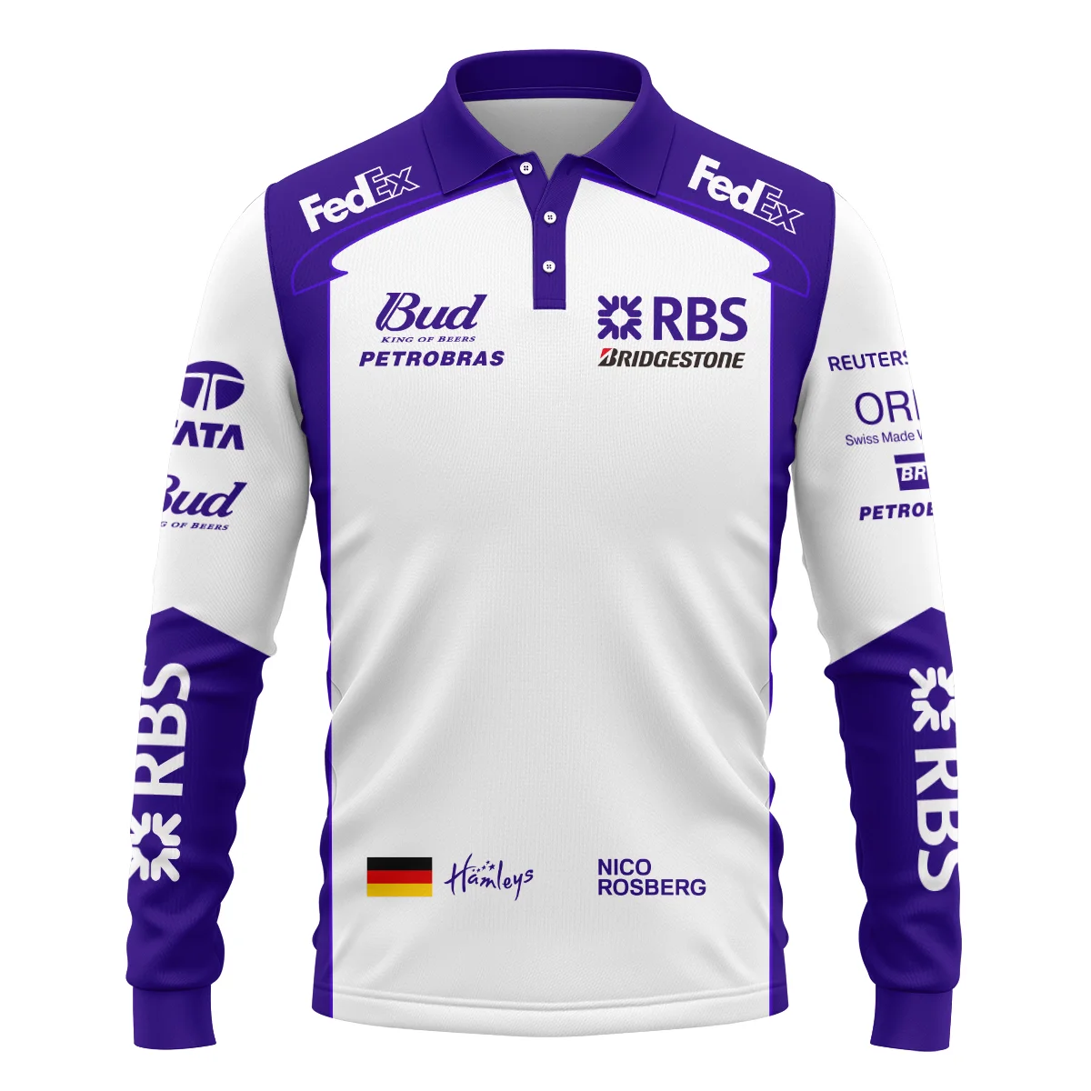 2006 Nico Rosberg Racing Suit Williams F1 Long Polo Shirt BLVANR281125A2LPL - Image 2