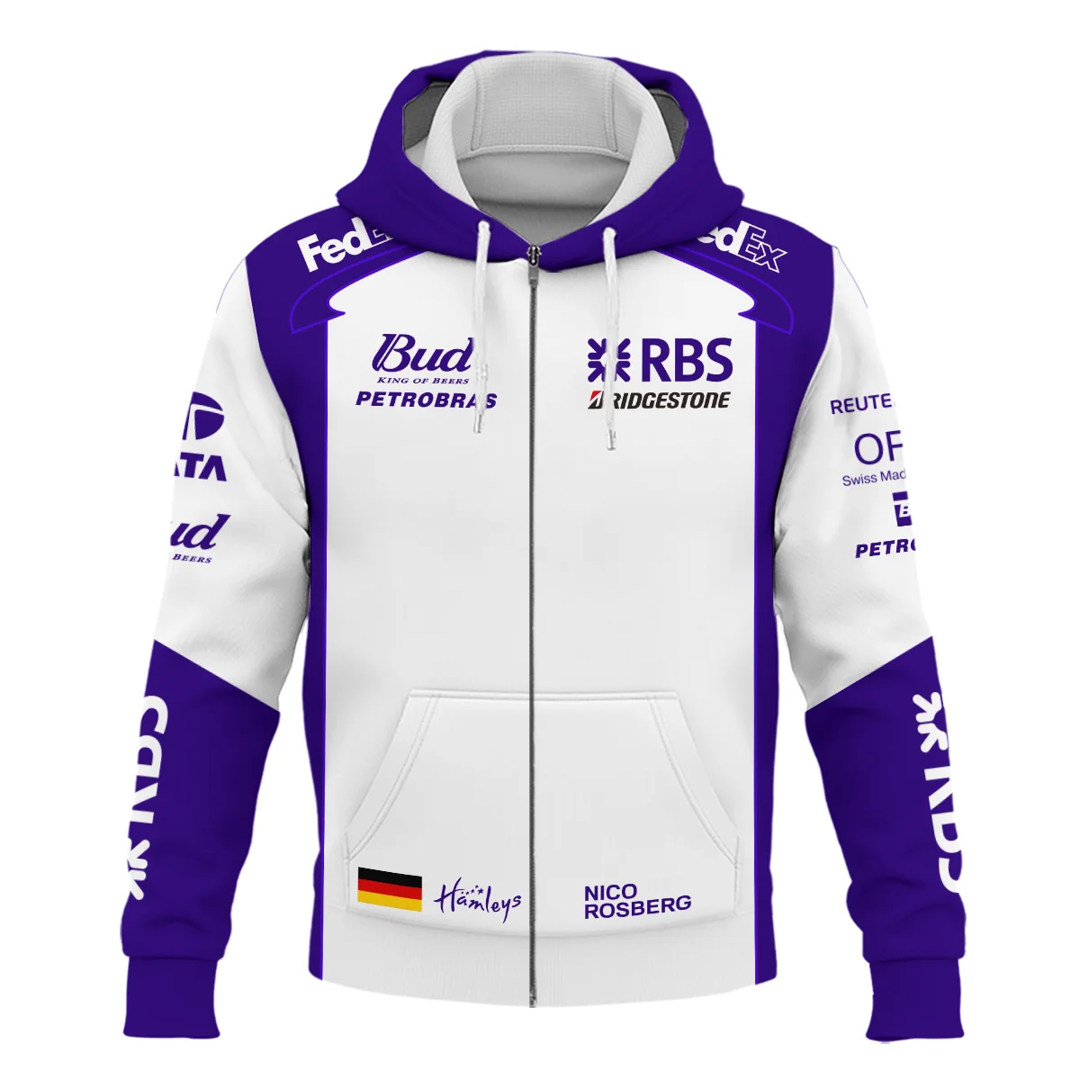 2006 Nico Rosberg Racing Suit Williams F1 Zipper Hoodie BLVANR281125A2ZHD - Image 2