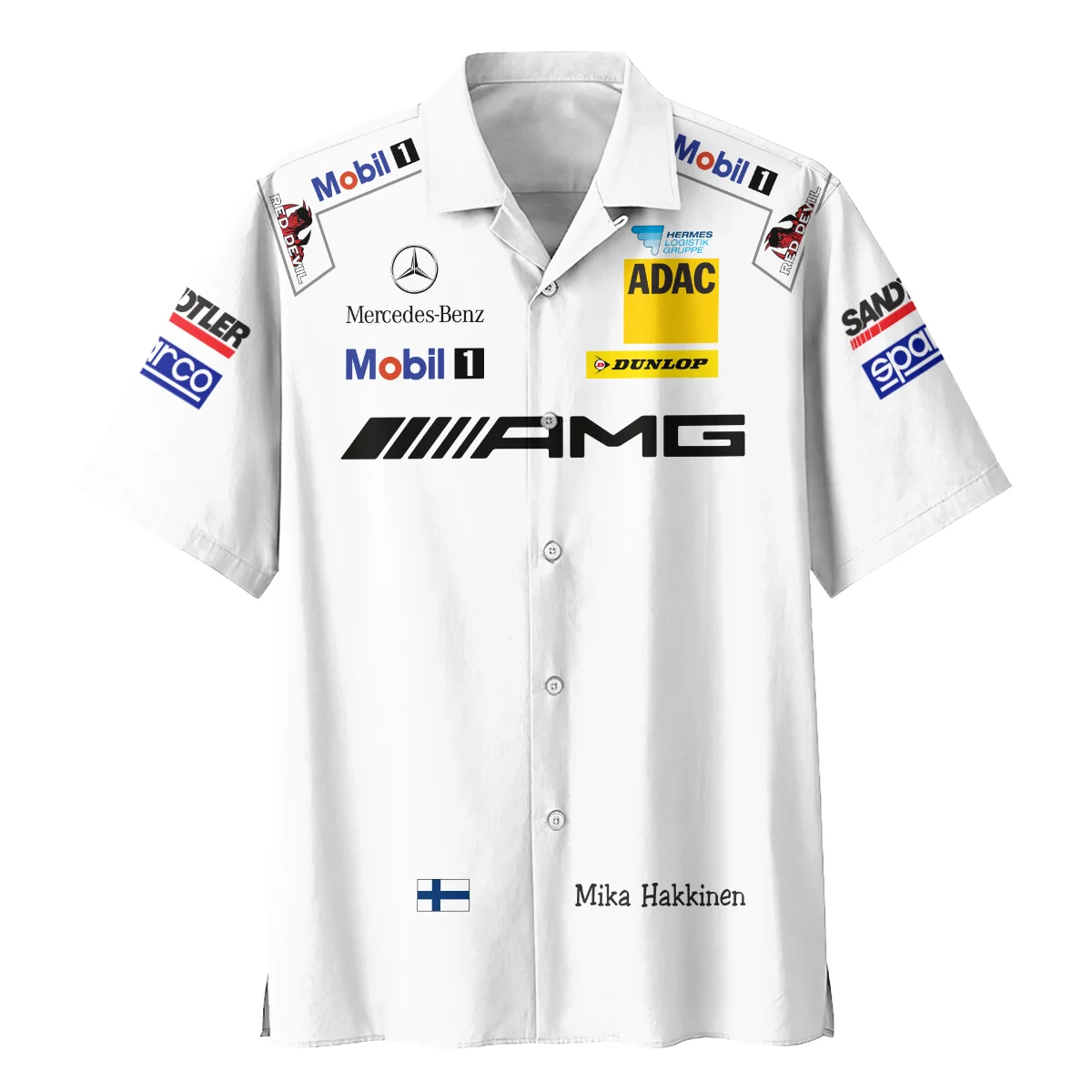 2007 Mika Hakkinen Racing Suit Mercedes Hawaiian Shirt BLVAMH271025A5HW - Image 2