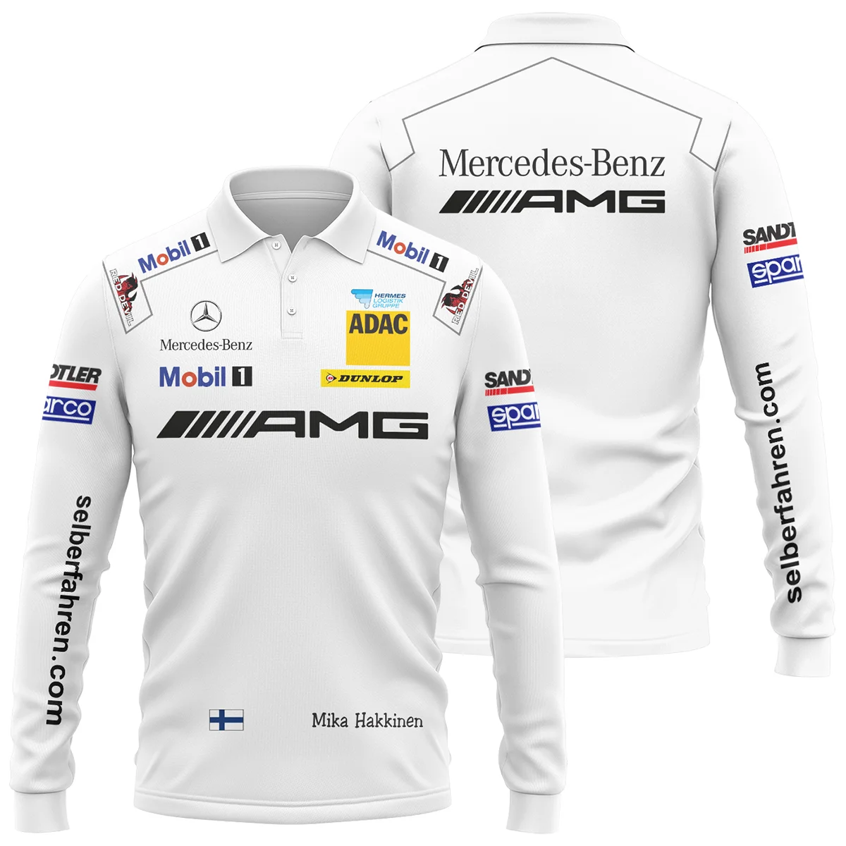 2007 Mika Hakkinen Racing Suit Mercedes Long Polo Shirt BLVAMH271025A5LPL