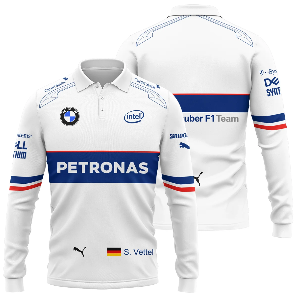 2007 Sebastian Vettel Racing Suit BMW F1 Long Polo Shirt BLVASV110925A1LPL