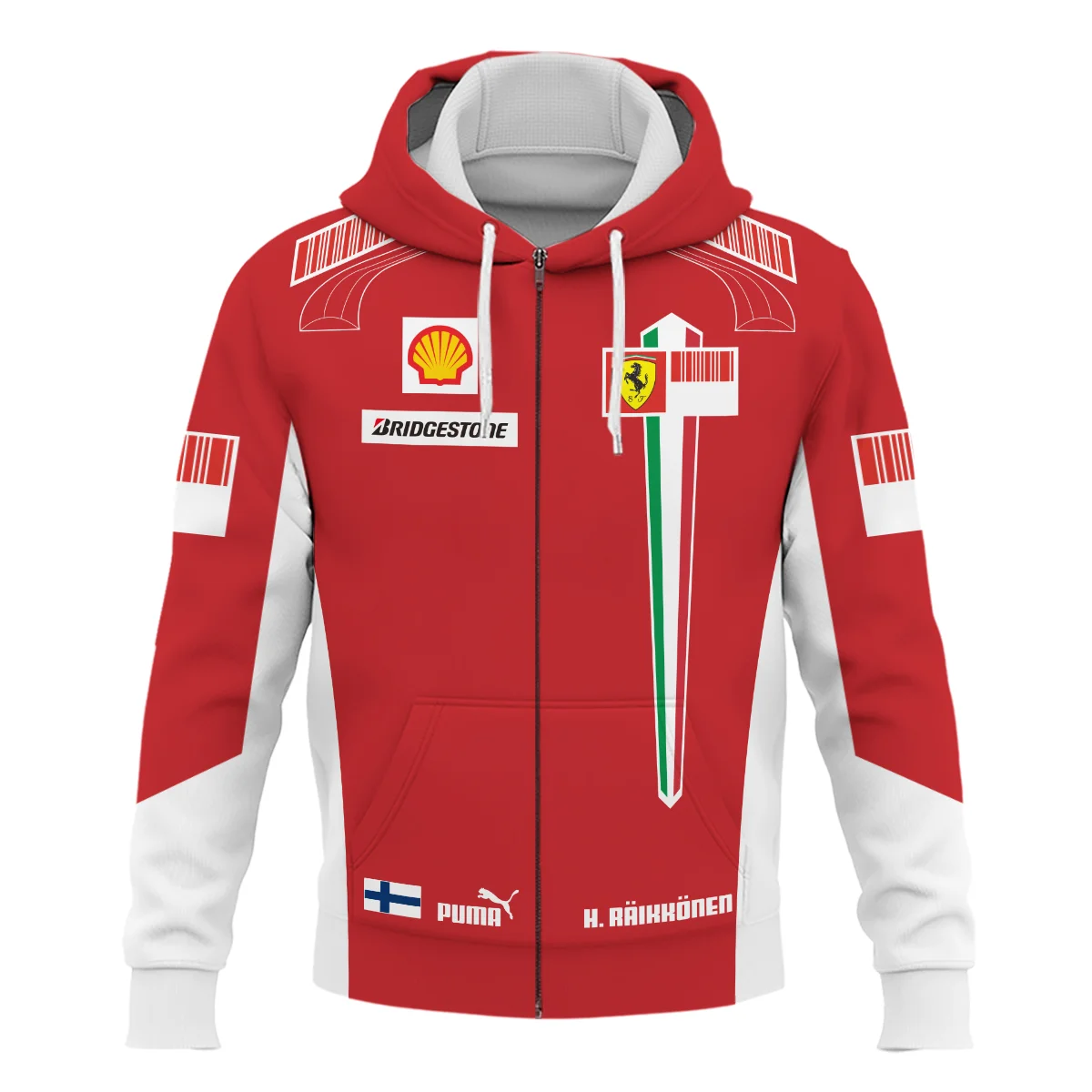 2007 WDC Kimi Raikkonen Racing Suit Ferrari Zipper Hoodie BLVAKR191125A10ZHD - Image 2