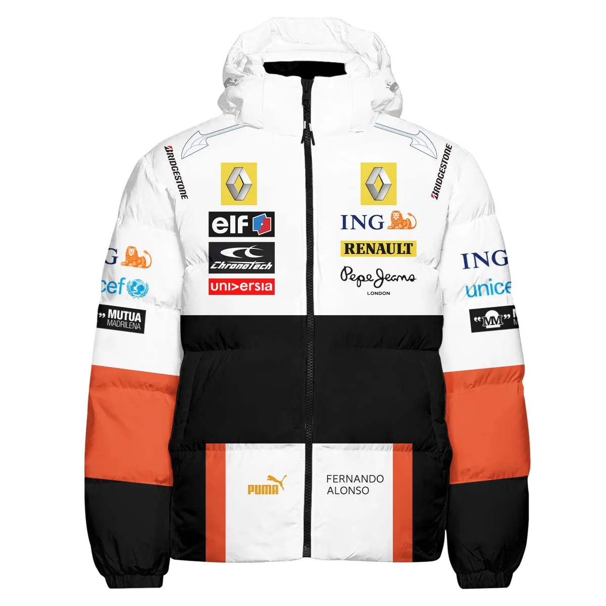 2008 Fernando Alonso Racing Suit Renault F1 Down & Puffer Jackets BLVAFA030925A8HCJ - Image 2