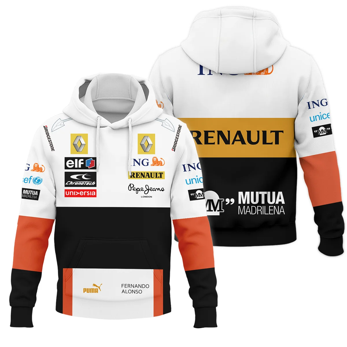 2008 Fernando Alonso Racing Suit Renault F1 Hoodie Unisex Motorsport Apparel BLVAFA030925A8HD
