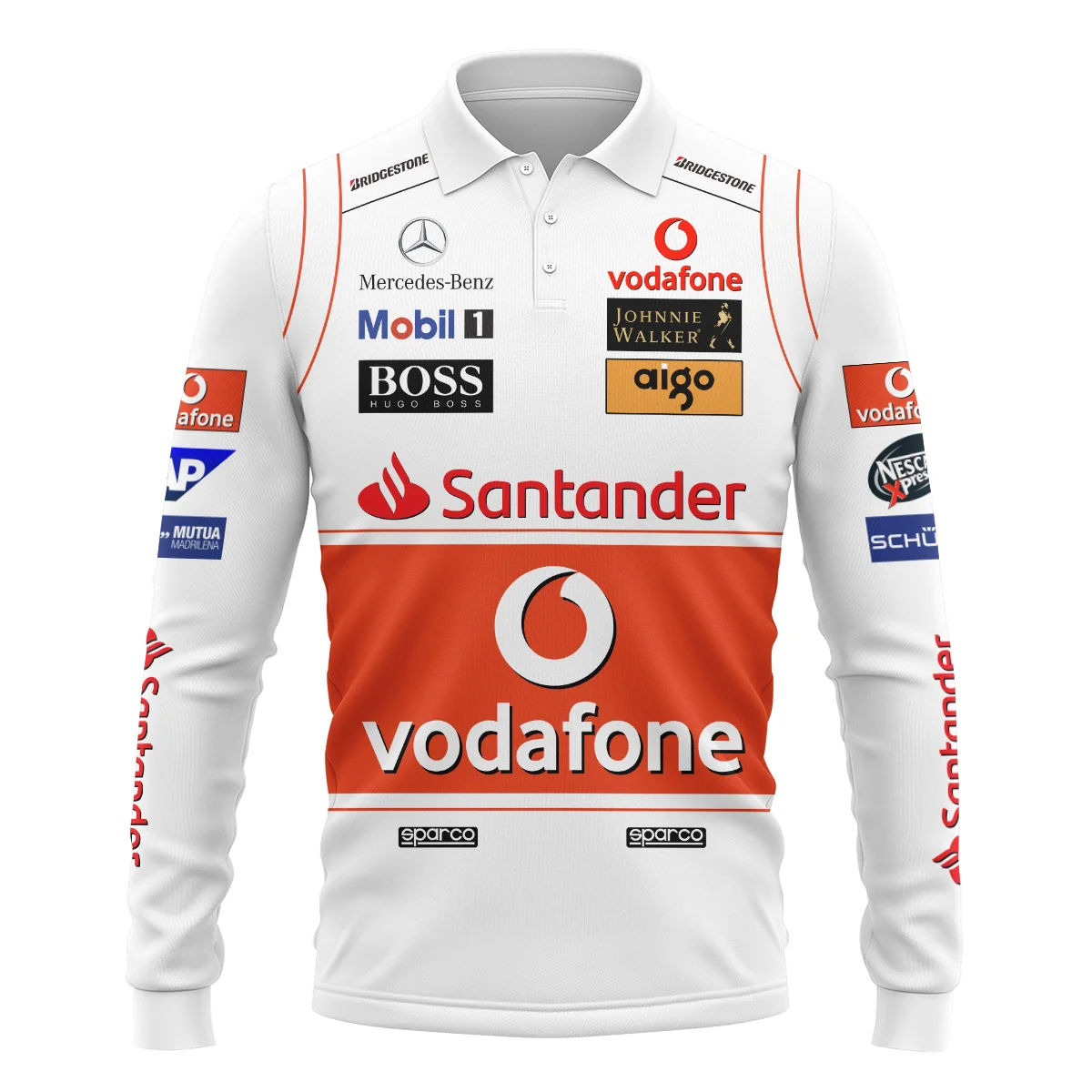 2008 Lewis Hamilton Racing Suit McLaren F1 Long Polo Shirt BLVALH260825A9LPL - Image 2