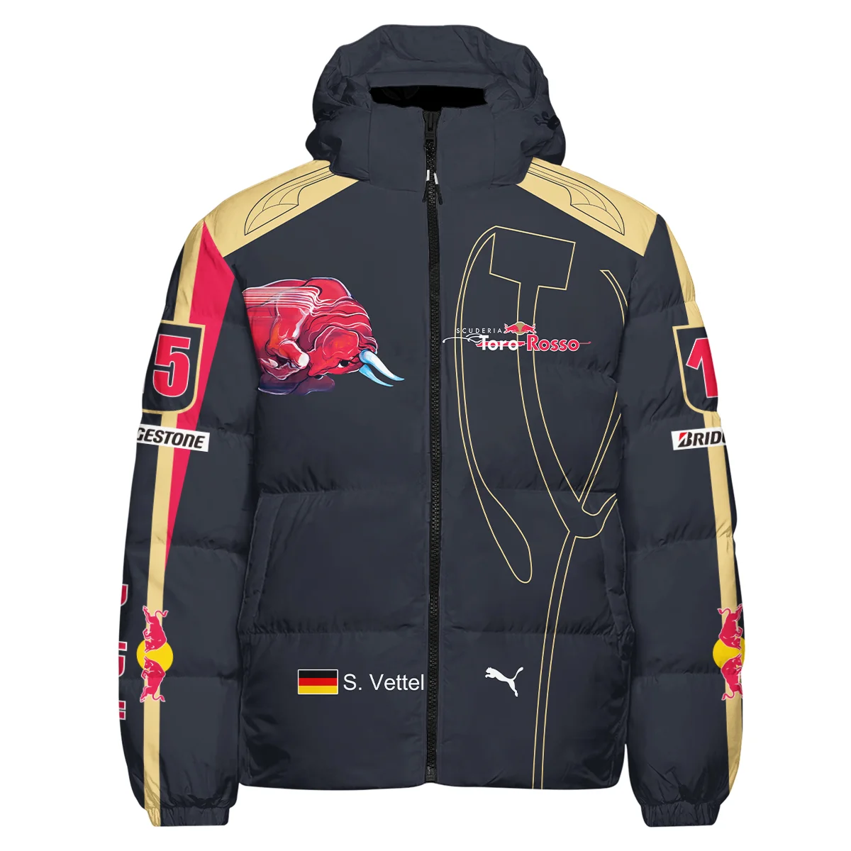 2008 Sebastian Vettel Racing Suit Toro Rosso F1 Down & Puffer Jackets BLVASV110925A9HCJ - Image 2