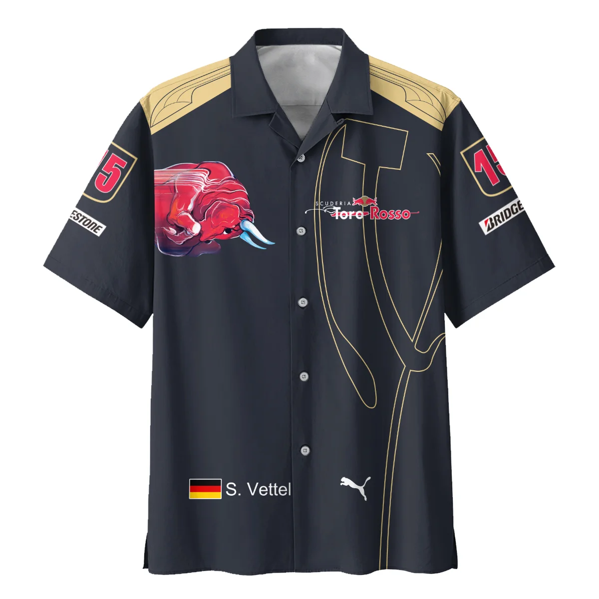 2008 Sebastian Vettel Racing Suit Toro Rosso F1 Hawaiian Shirt BLVASV110925A9HW - Image 2