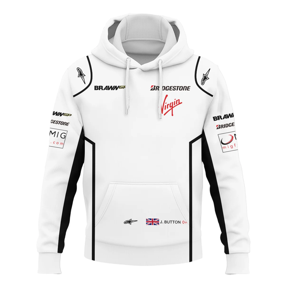 2009 Jenson Button Racing Suit Brawn GP F1 Hoodie BLVAJB010925A5HD - Image 2