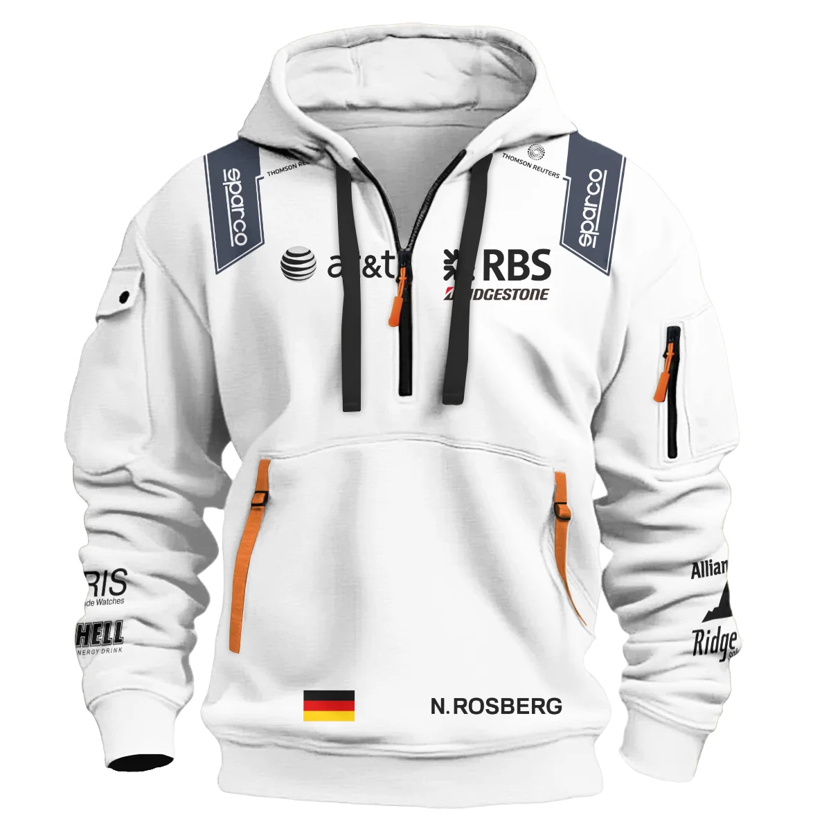 2009 Nico Rosberg Racing Suit Williams F1 Hoodie Half Zip BLVANR281125A4HDF - Image 2