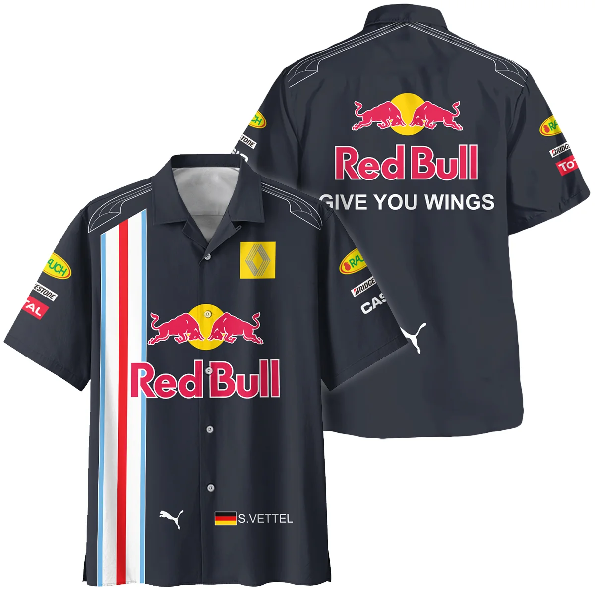 2009 Sebastian Vettel Racing Suit Red Bull Racing F1 Hawaiian Shirt Unisex Motorsport Apparel BLVASV110925A8HW