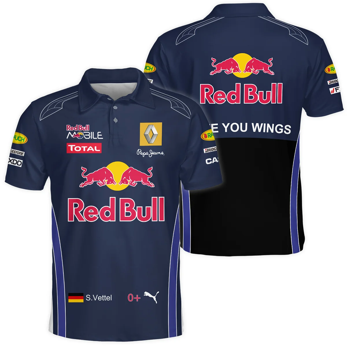 2010 Sebastian Vettel Racing Suit Red Bull Racing F1 Polo Shirt Unisex Motorsport Apparel BLVASV110925A7PL