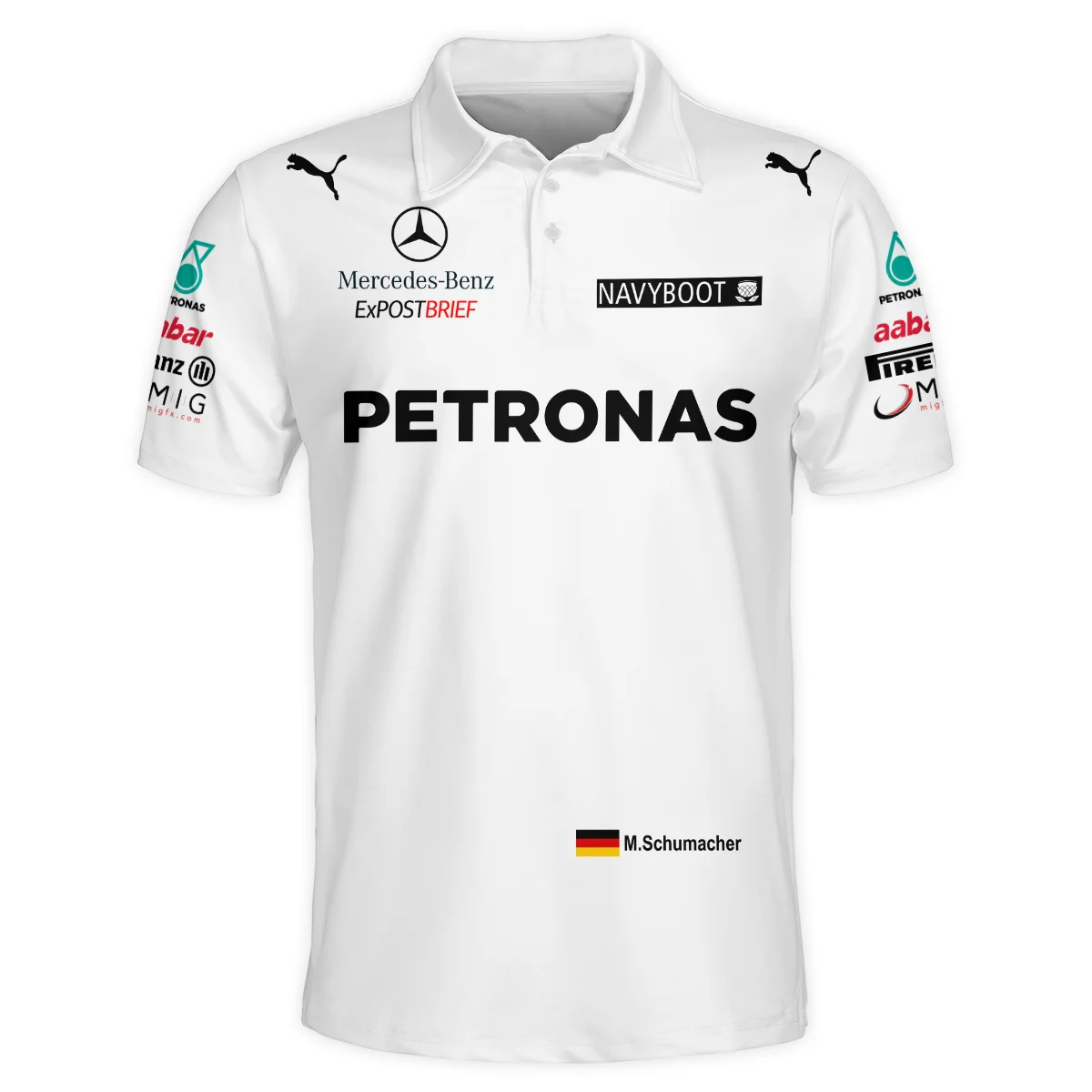 Alternative view of 2012 Michael Schumacher Race Suit Mercedes F1 Polo Shirt BLVAMC020925A2PL