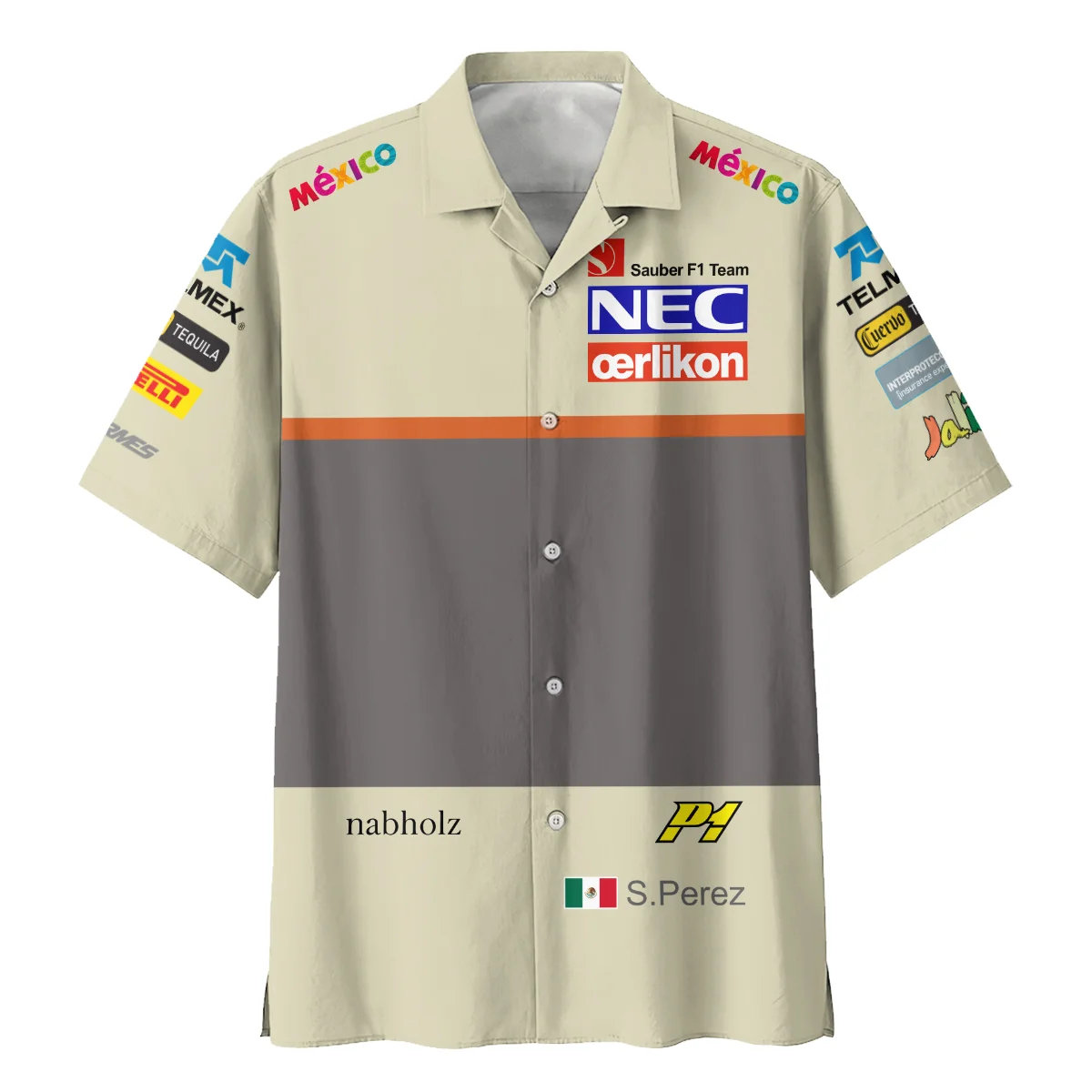 2012 Sergio Perez Racing Suit Sauber F1 Hawaiian Shirt BLVASP170925A10HW - Image 2