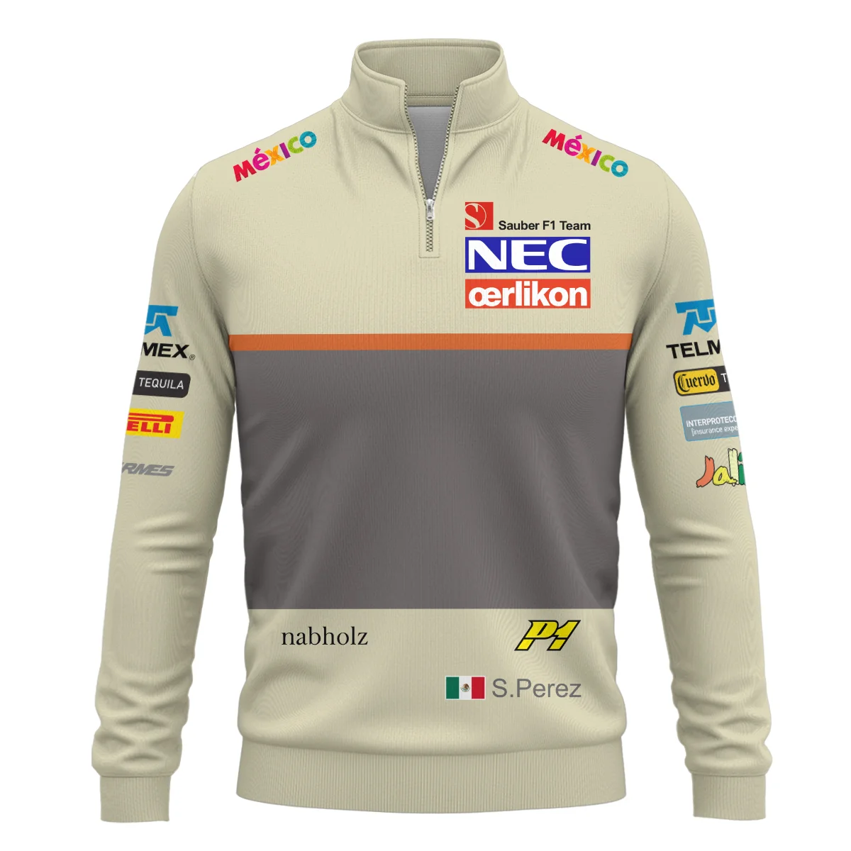 2012 Sergio Perez Racing Suit Sauber F1 Quarter-Zip Sweatshirt BLVASP170925A10QZS - Image 2