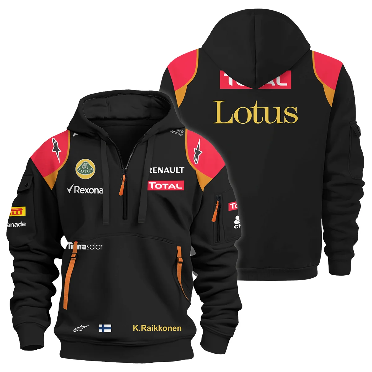 2013 Kimi Raikkonen Racing Suit Lotus F1 Hoodie Half Zip Unisex Motorsport Apparel BLVAKR191125A9HDF