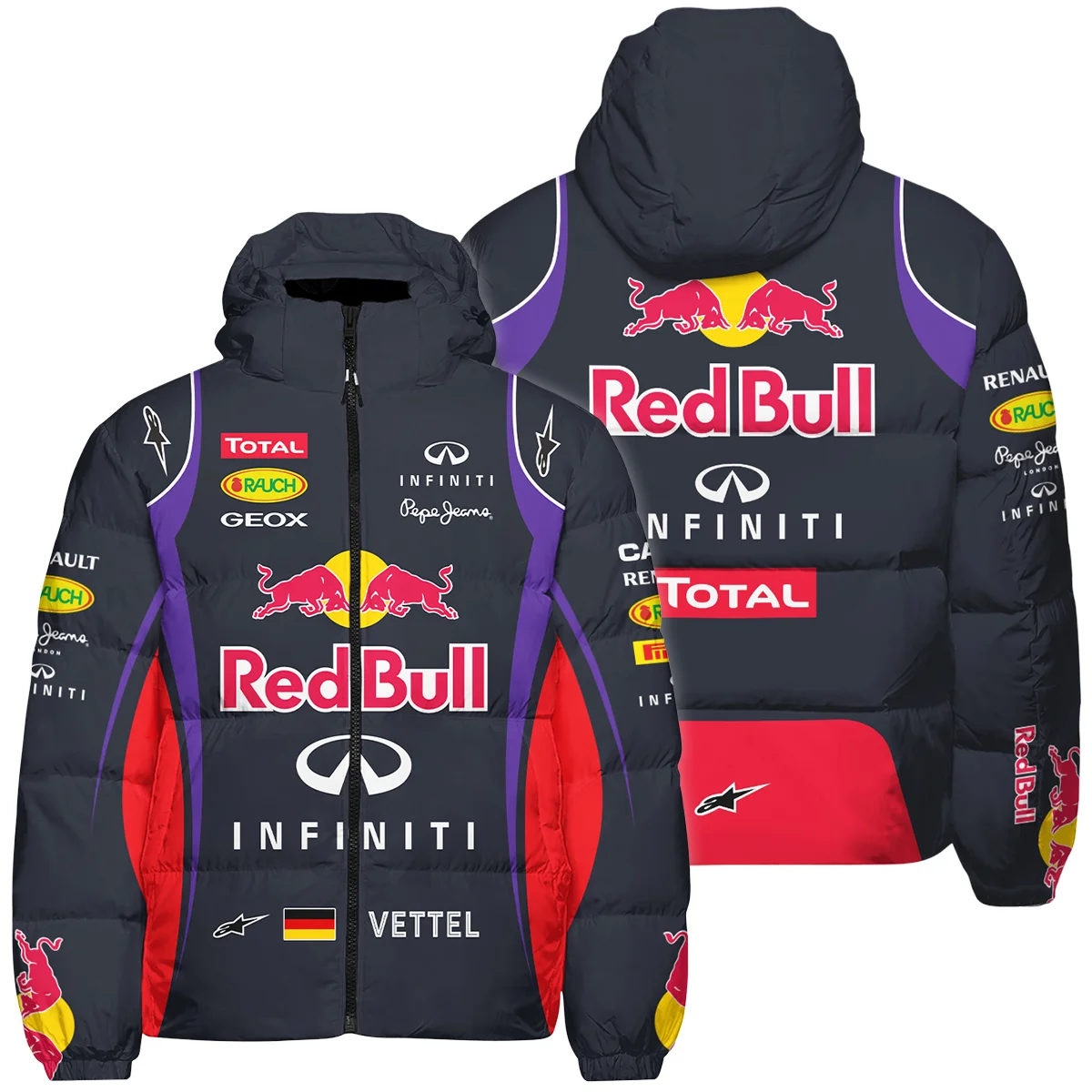 2013 Sebastian Vettel Racing Suit Red Bull Racing F1 Down & Puffer Jackets Unisex Motorsport Apparel BLVASV110925A4HCJ