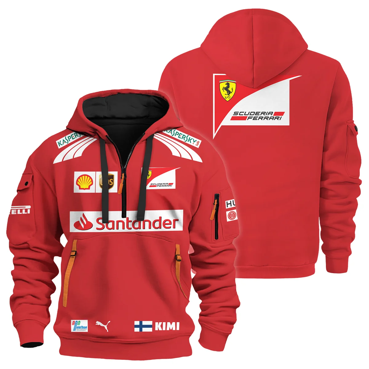 2014 Kimi Raikkonen Racing Suit Ferrari F1 Hoodie Half Zip Unisex Motorsport Apparel BLVAKR191125A11HDF