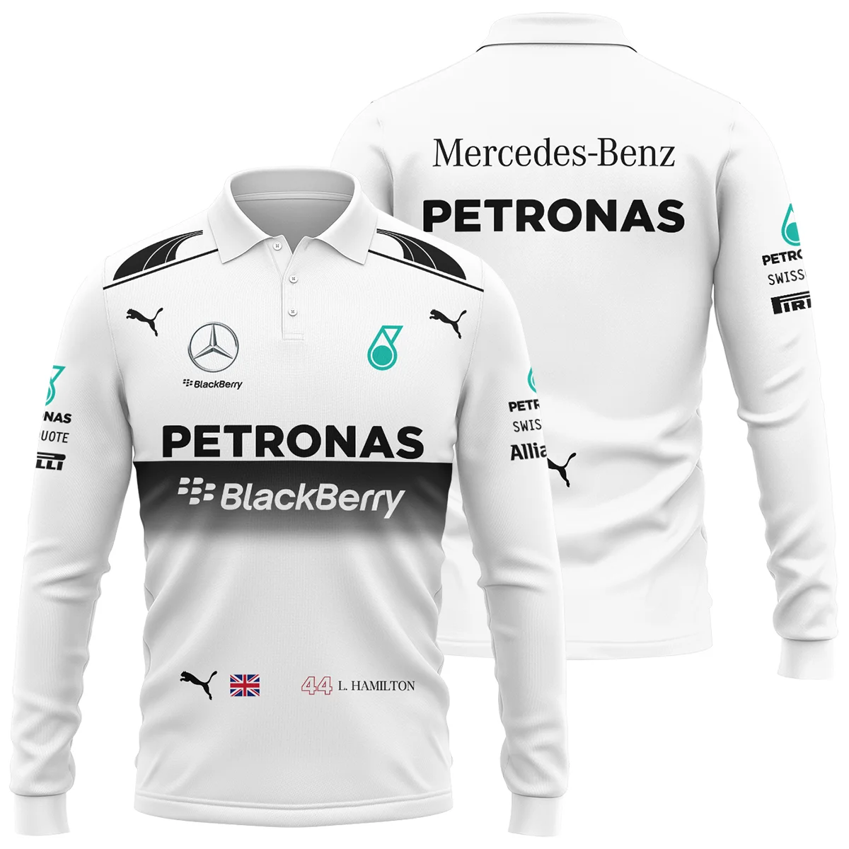 2014 Lewis Hamilton Racing Suit Mercedes F1 Long Polo Shirt Unisex Motorsport Apparel BLVALH260825A8LPL