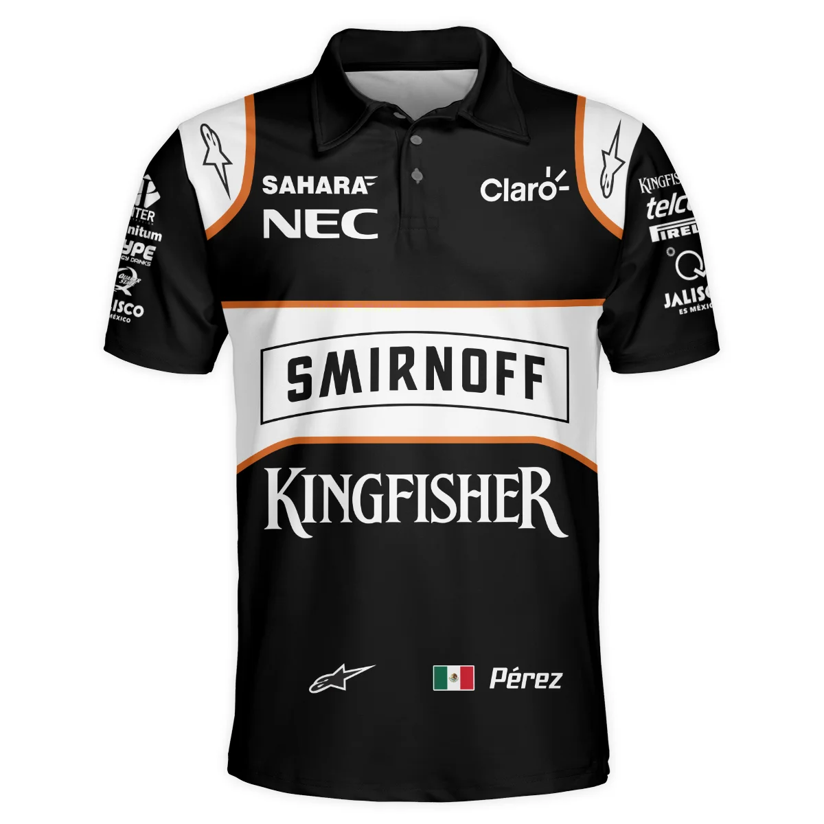 2016 Sergio Perez Racing Suit Force India F1 Polo Shirt BLVASP170925A6PL - Image 2