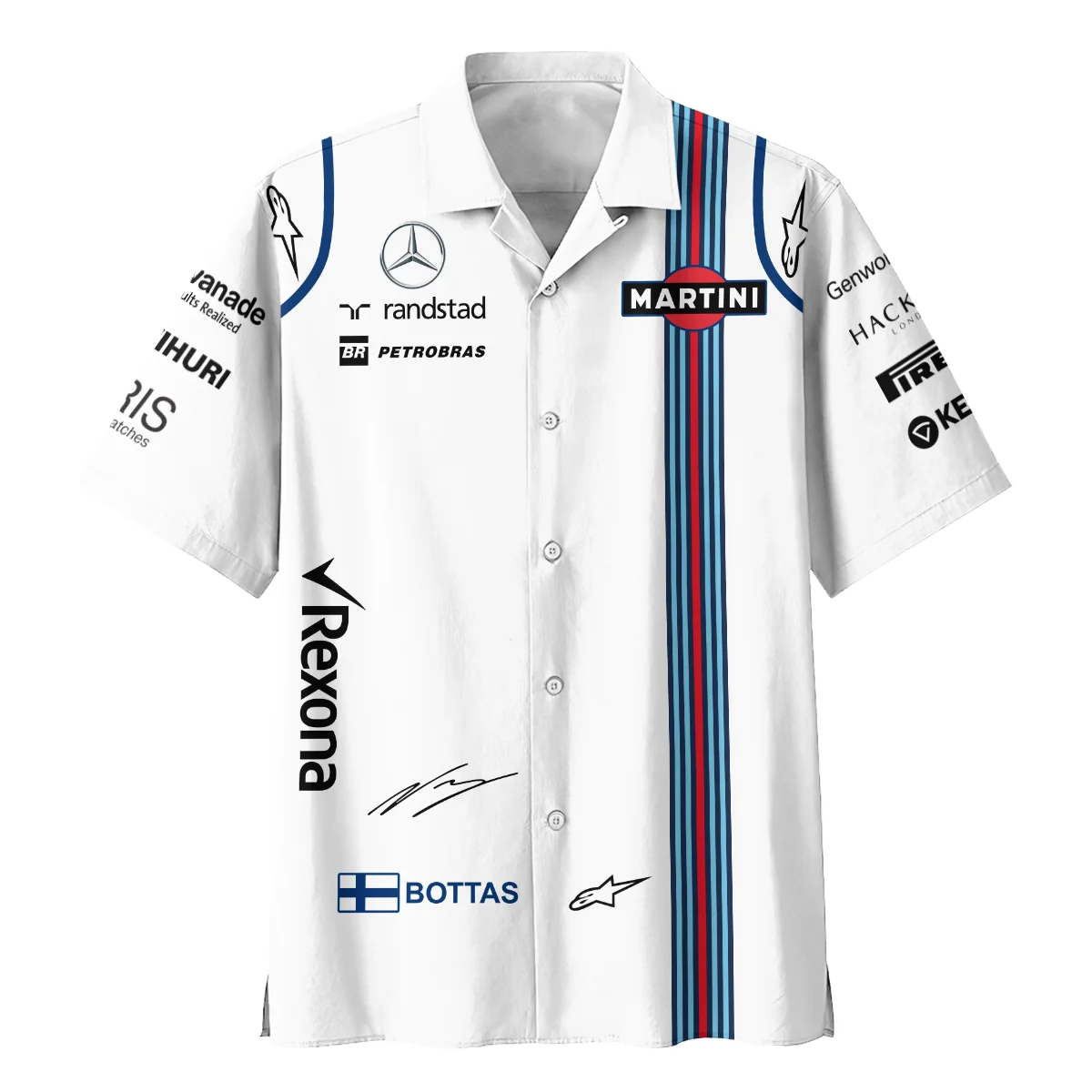 2016 Valtteri Bottas Racing Suit Williams F1 Hawaiian Shirt BLVAVB130925A3HW - Image 2