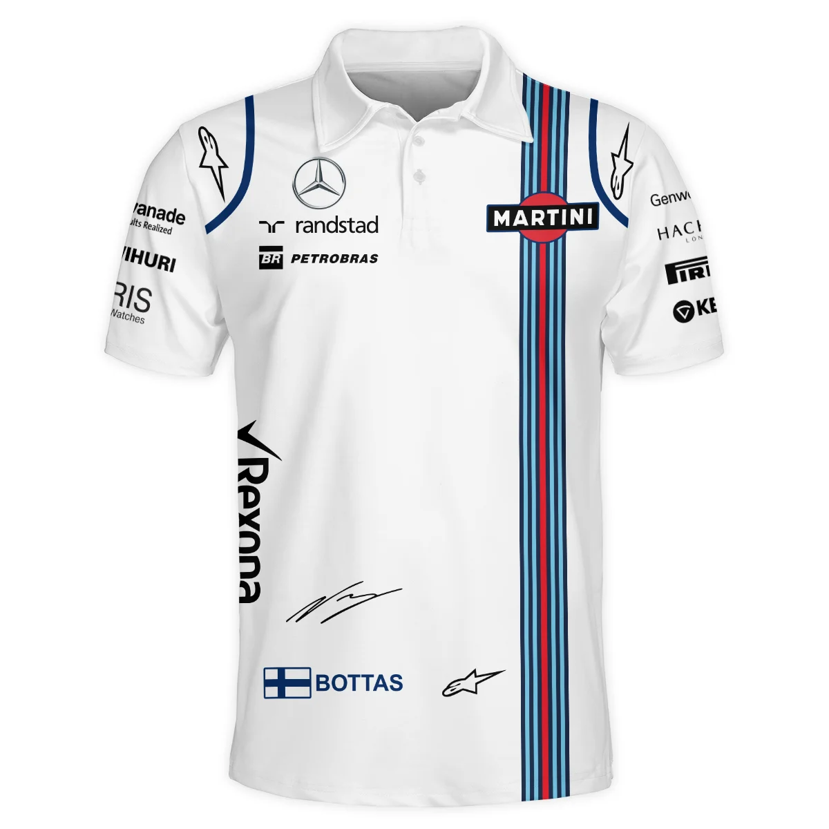 2016 Valtteri Bottas Racing Suit Williams F1 Polo Shirt BLVAVB130925A3PL - Image 2