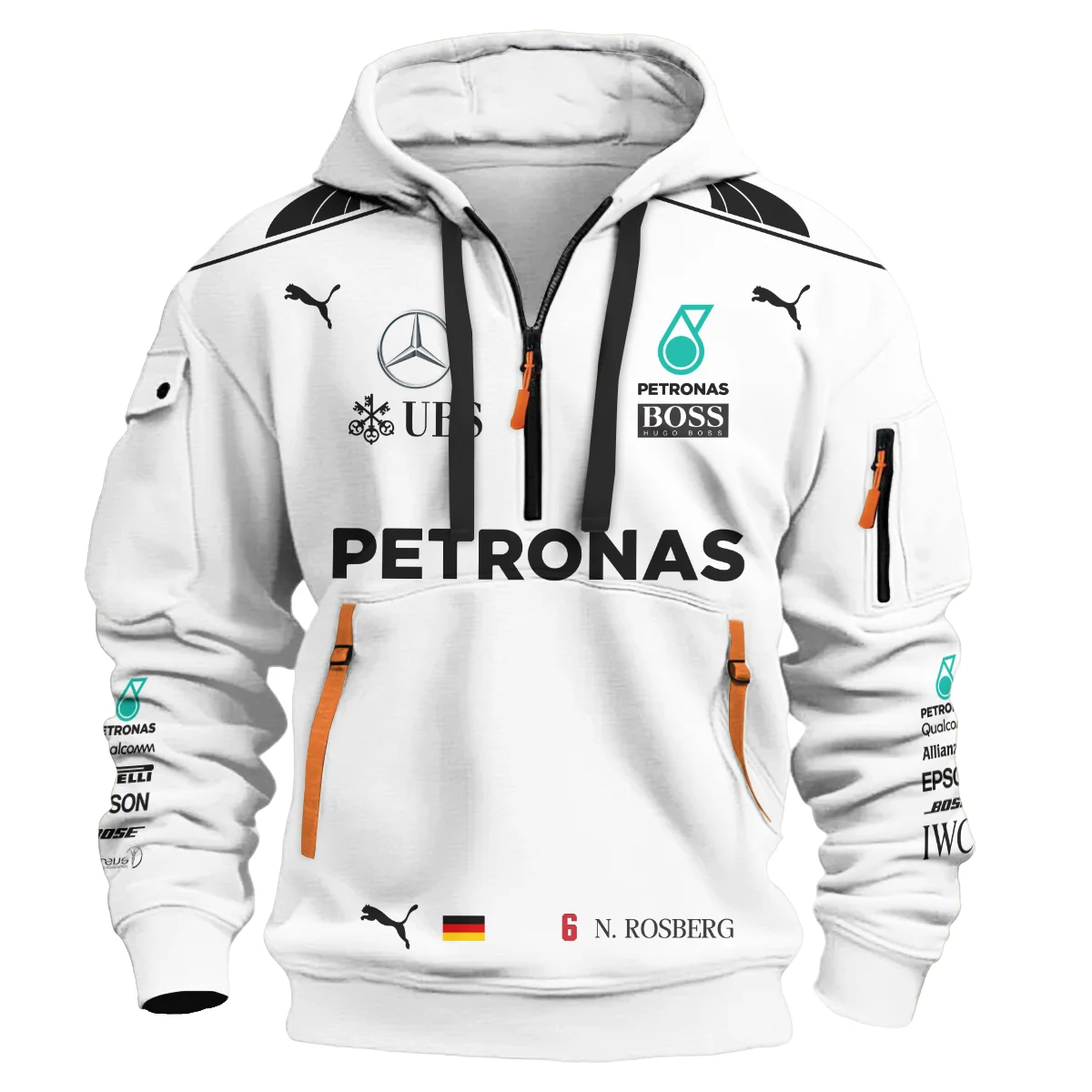 Alternative view of 2016 WDC Nico Rosberg Racing Suit Mercedes F1 Hoodie Half Zip BLVANR281125A1HDF