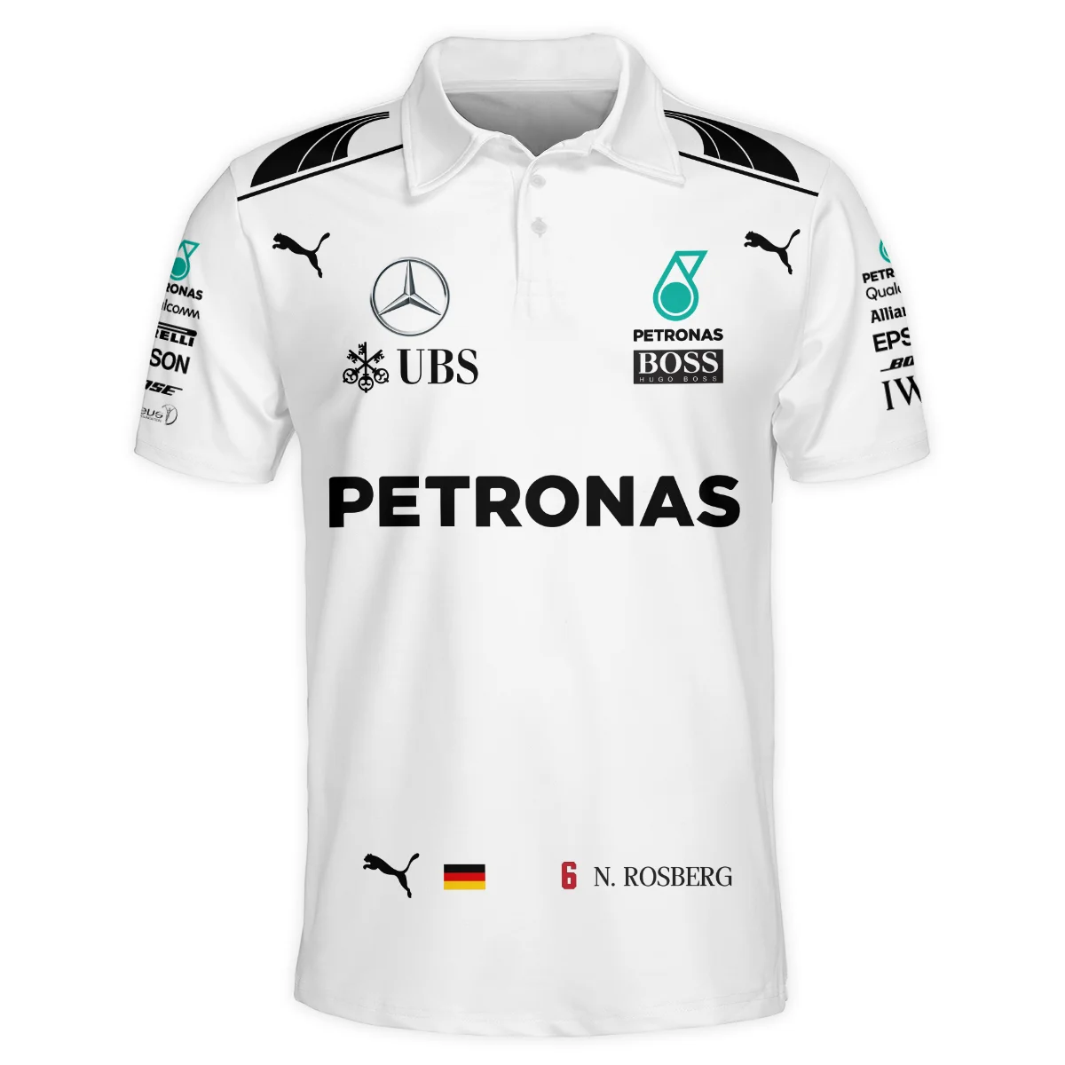Alternative view of 2016 WDC Nico Rosberg Racing Suit Mercedes F1 Polo Shirt BLVANR281125A1PL
