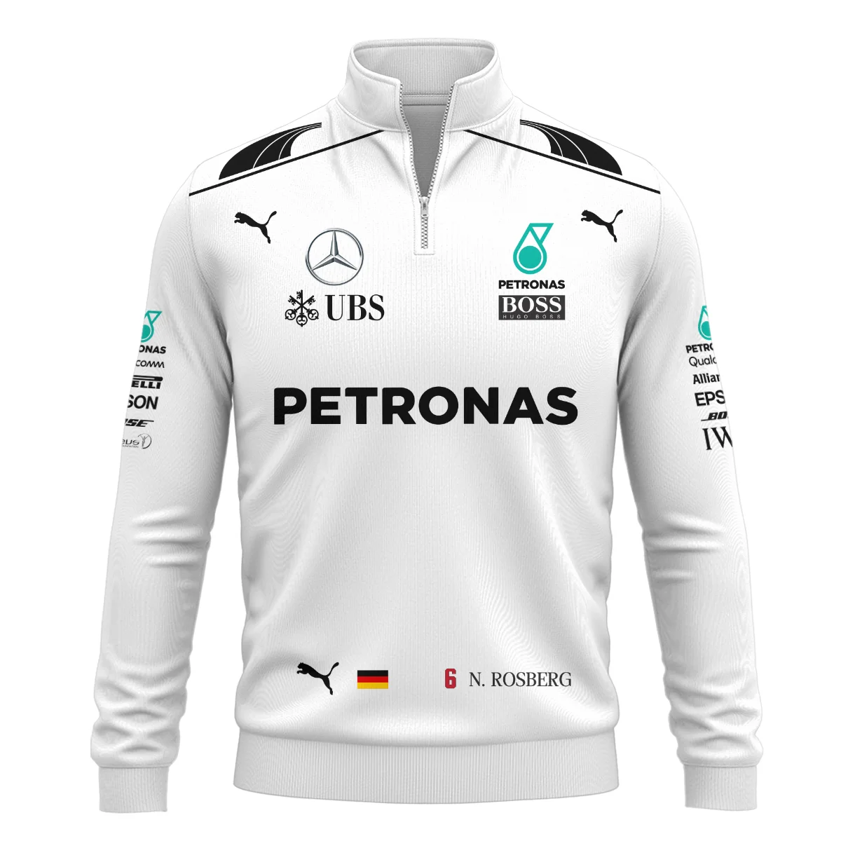 Alternative view of 2016 WDC Nico Rosberg Racing Suit Mercedes F1 Quarter-Zip Sweatshirt BLVANR281125A1QZS