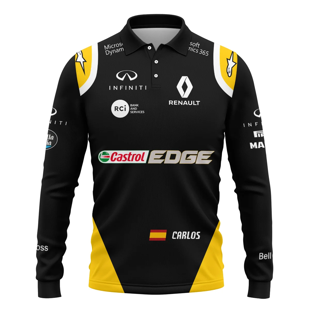 2017 Carlos Sainz Racing Suit Renault F1 Long Polo Shirt BLVACS190825A2LPL - Image 2