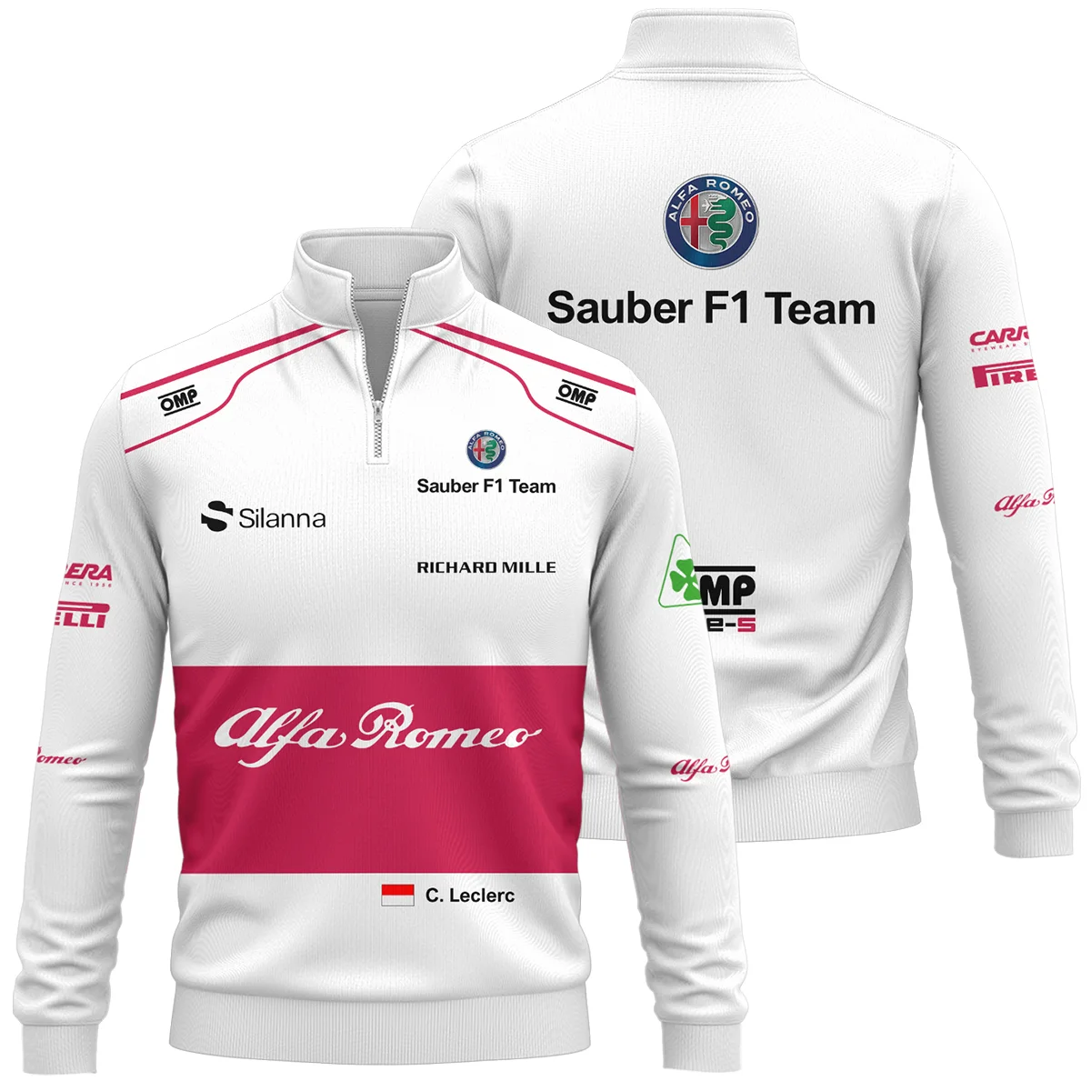 2018 Charles Leclerc Racing Suit Alfa Romeo Sauber F1 Quarter-Zip Sweatshirt Unisex Motorsport Apparel BLVACL260825A6QZS