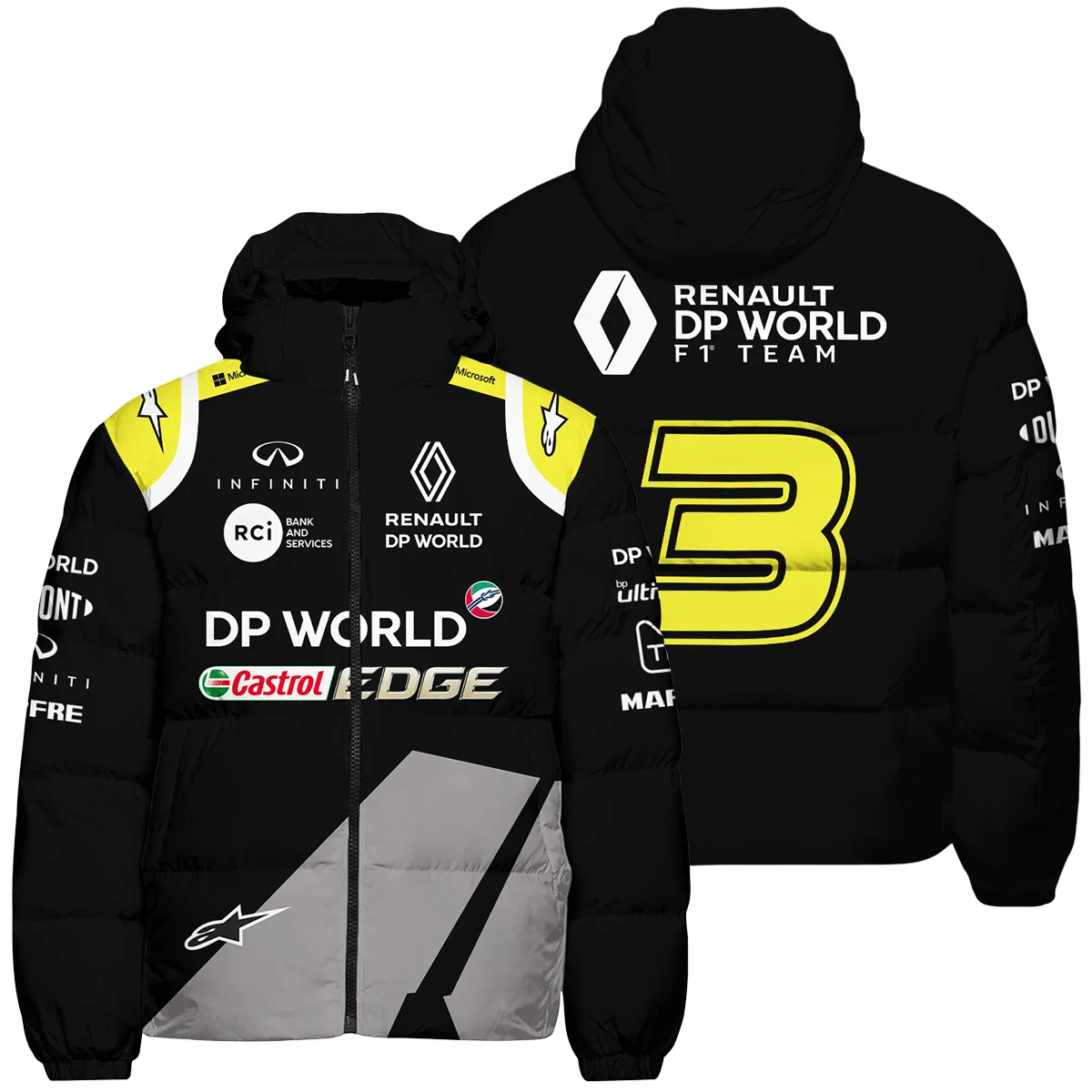2018 Daniel Ricciardo Renault DP World Race Suit Down & Puffer Jackets Unisex Motorsport Apparel BLVA180725A01HCJ