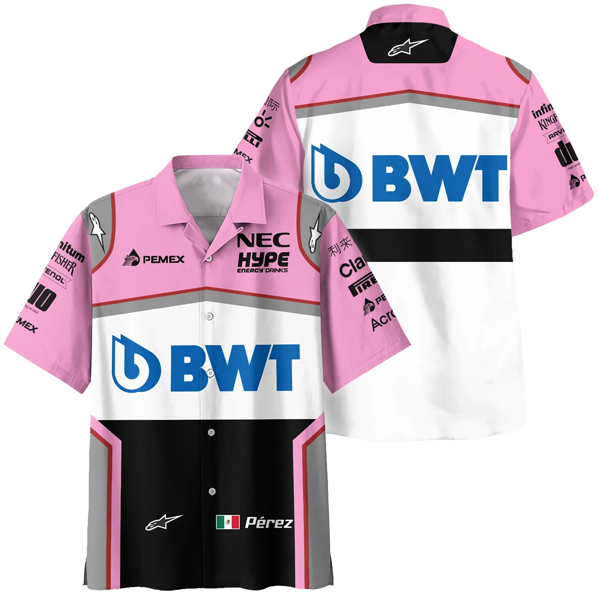 2018 Sergio Perez Racing Suit Racing Point F1 Hawaiian Shirt Unisex Motorsport Apparel BLVASP170925A4HW