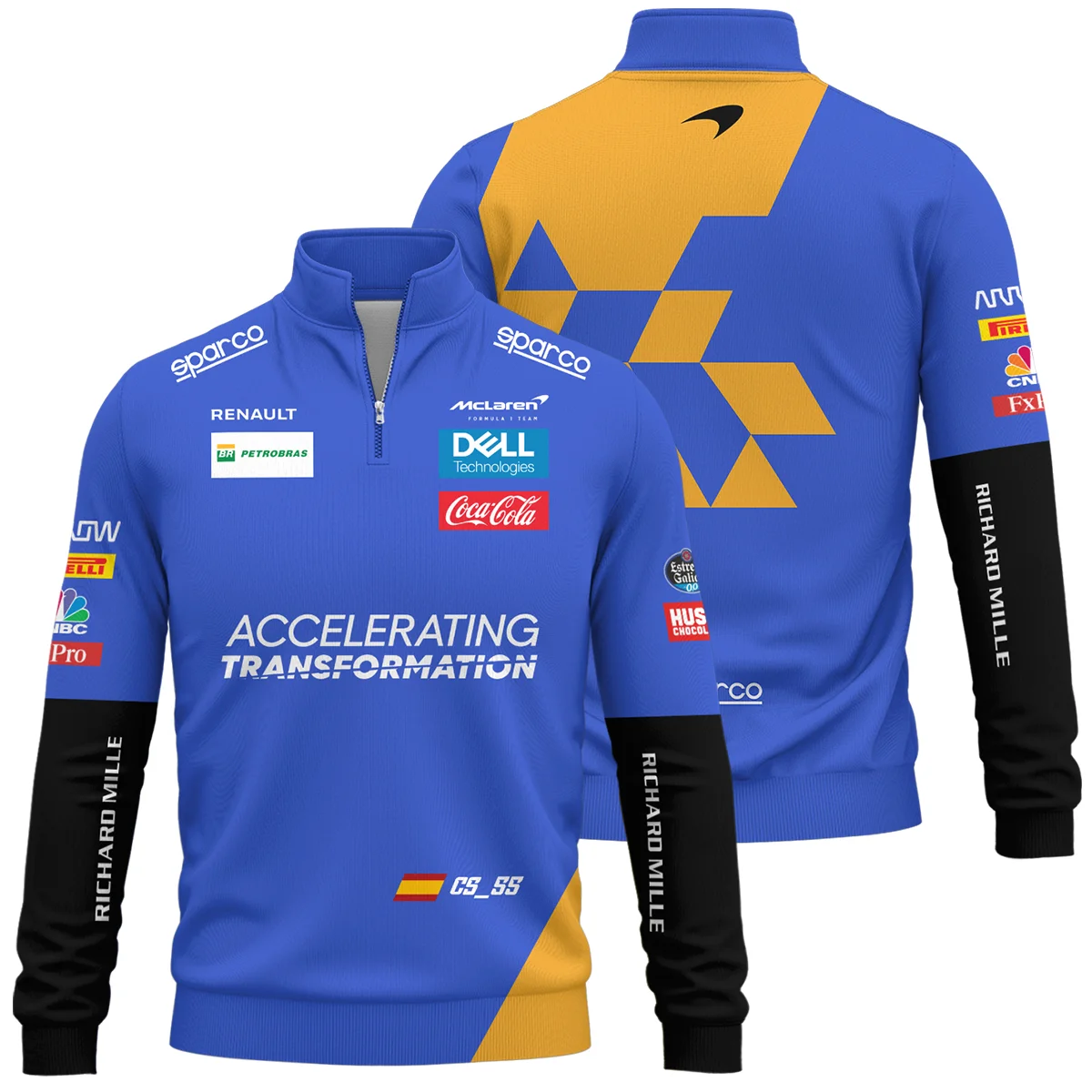 2019 Carlos Sainz Racing Suit McLaren F1 Quarter-Zip Sweatshirt Unisex Motorsport Apparel BLVACS190825A15QZS