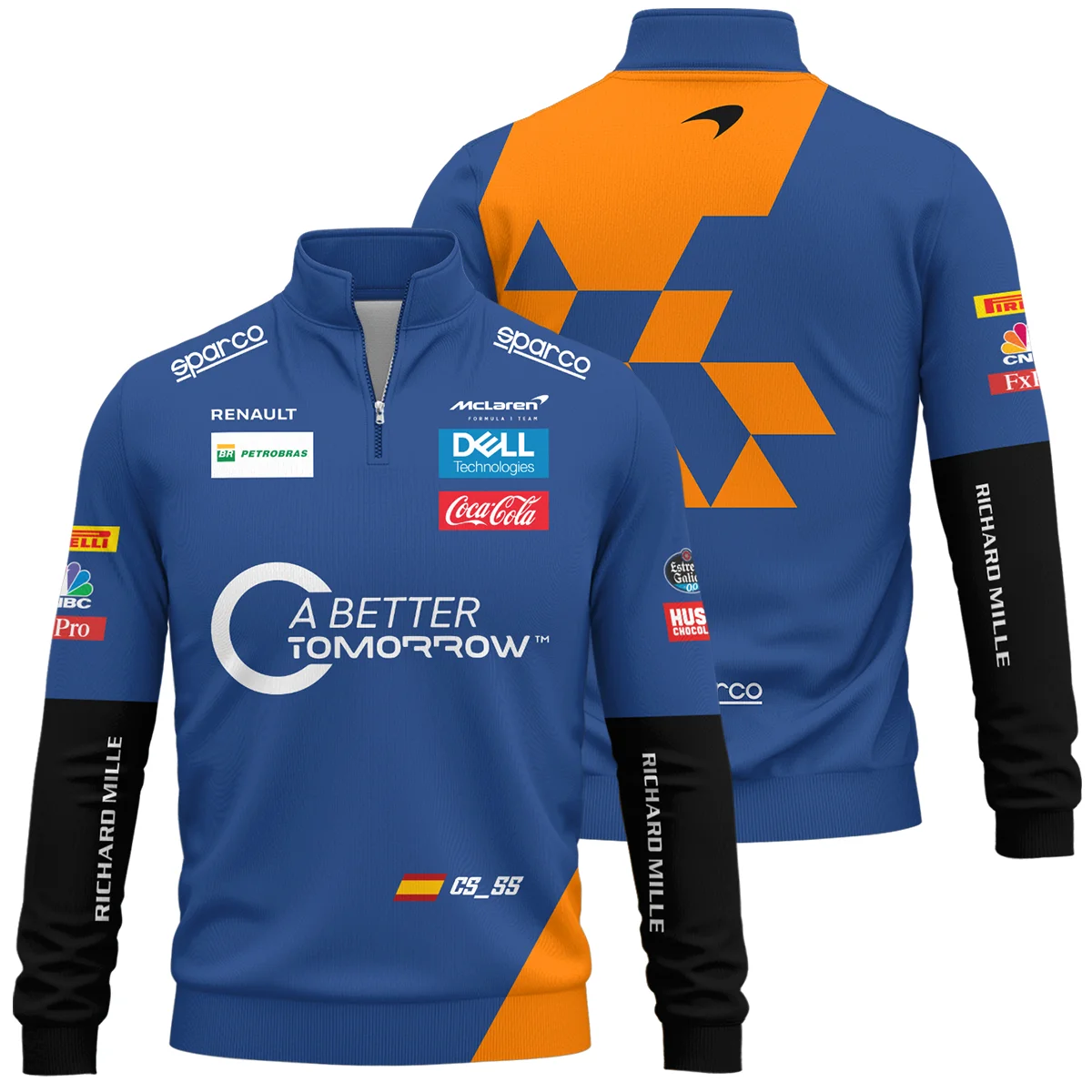 2019 China GP Carlos Sainz Racing Suit McLaren F1 Quarter-Zip Sweatshirt Unisex Motorsport Apparel BLVACS190825A14QZS