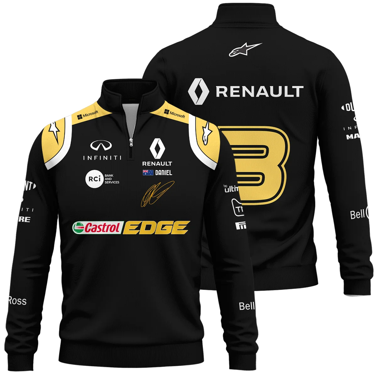 2019 Daniel Ricciardo Renault F1 Team Race Suit Quarter-Zip Sweatshirt Unisex Motorsport Apparel BLVA180725A02QZS